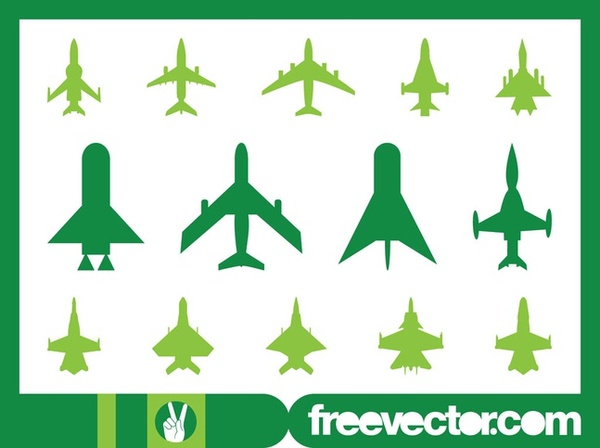 Military Planes Icons Free Vector