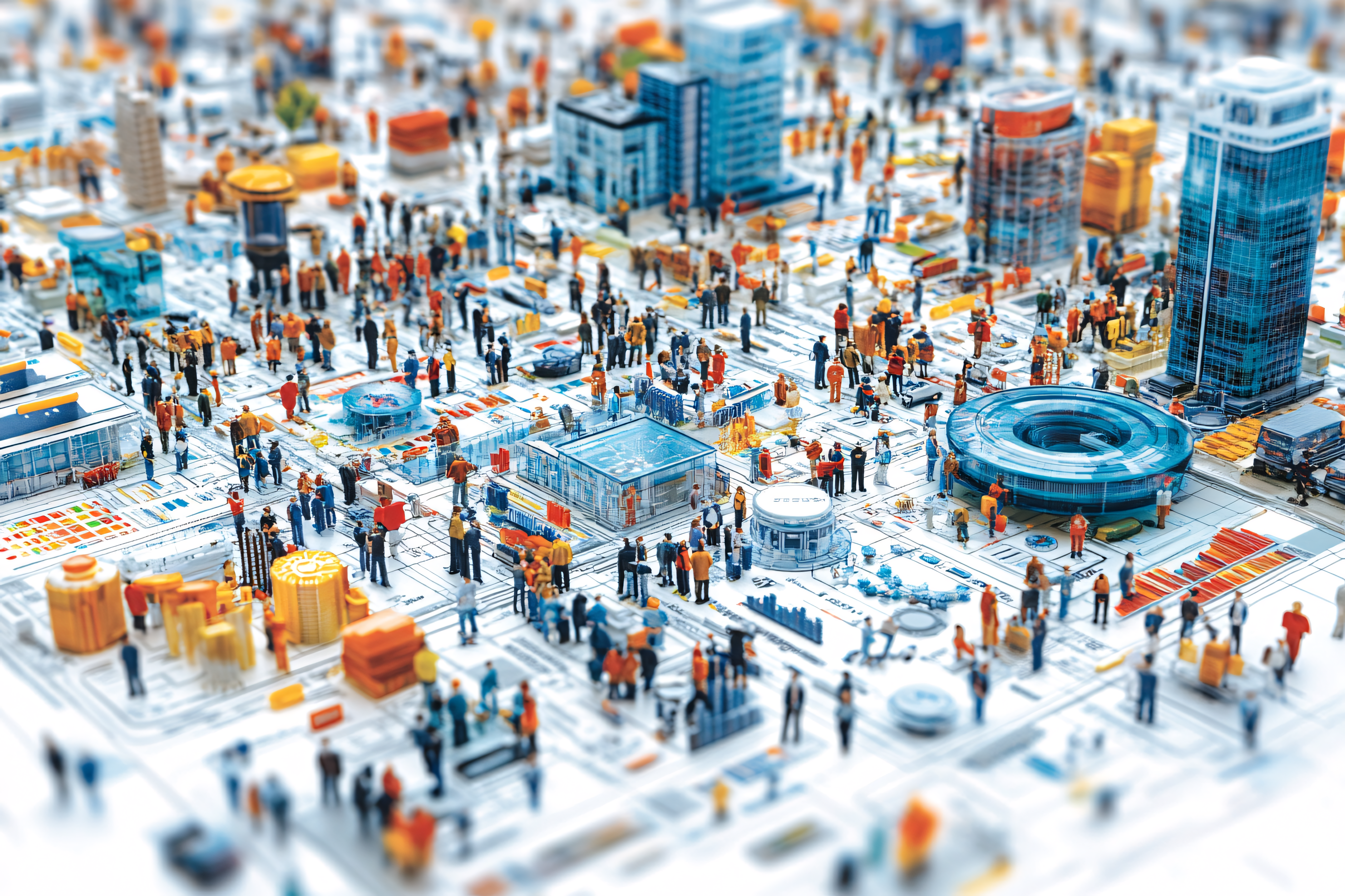 Miniature Cityscape Representing A Complex System
