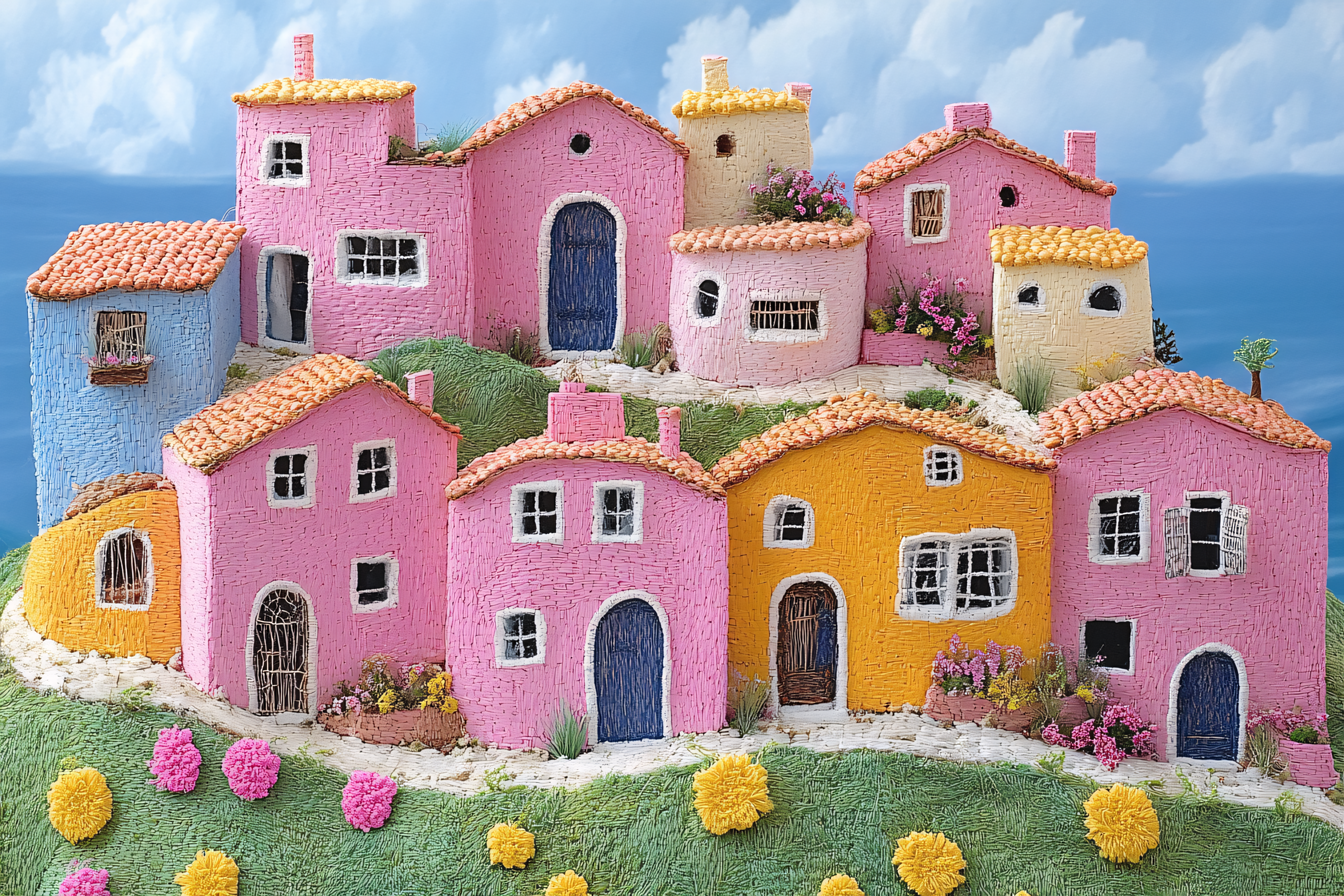 Miniature Village of Colorful Houses