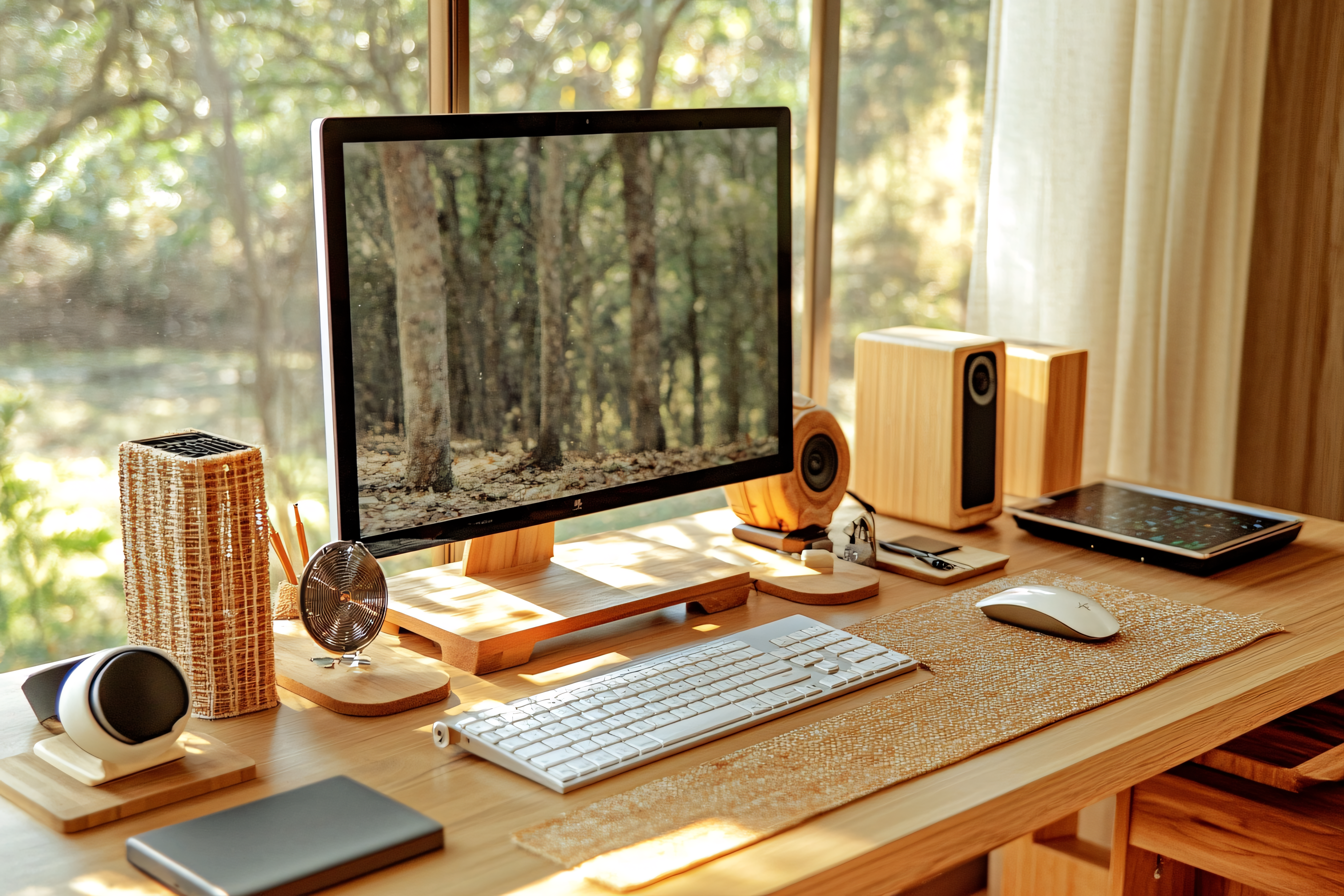 Minimalist Wooden Desk Setup