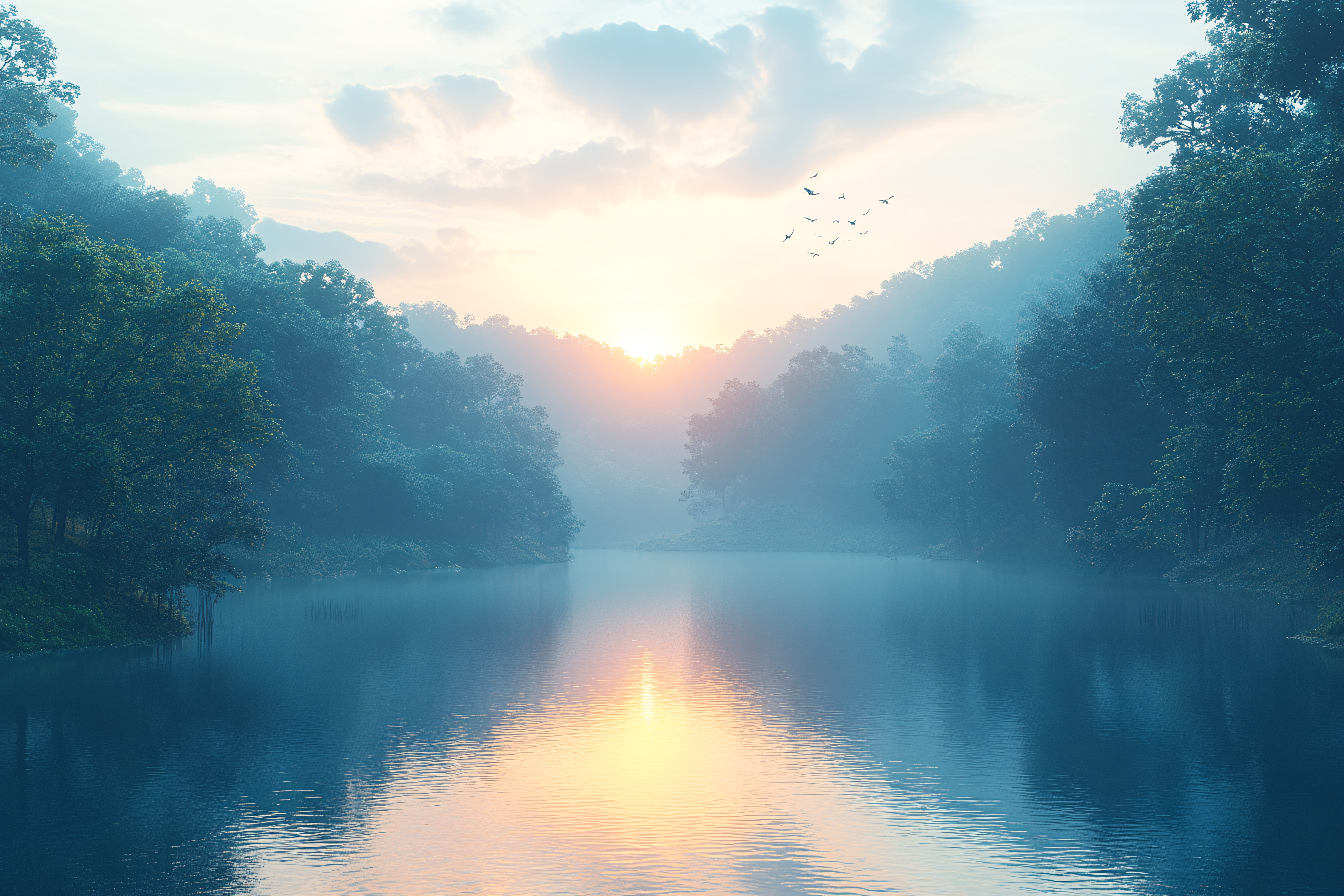 Misty Lake Sunrise