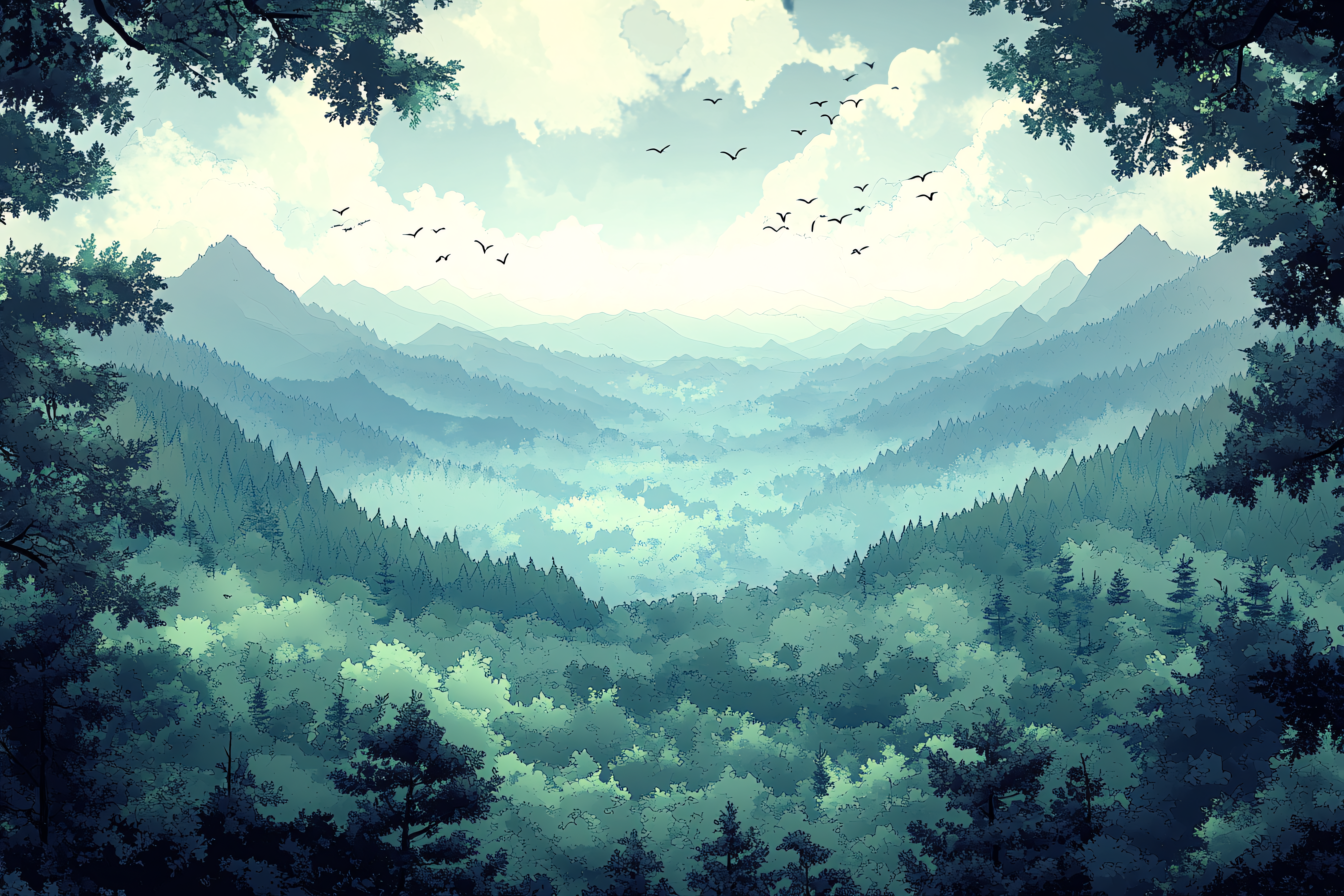 Misty Mountain Forest Vista