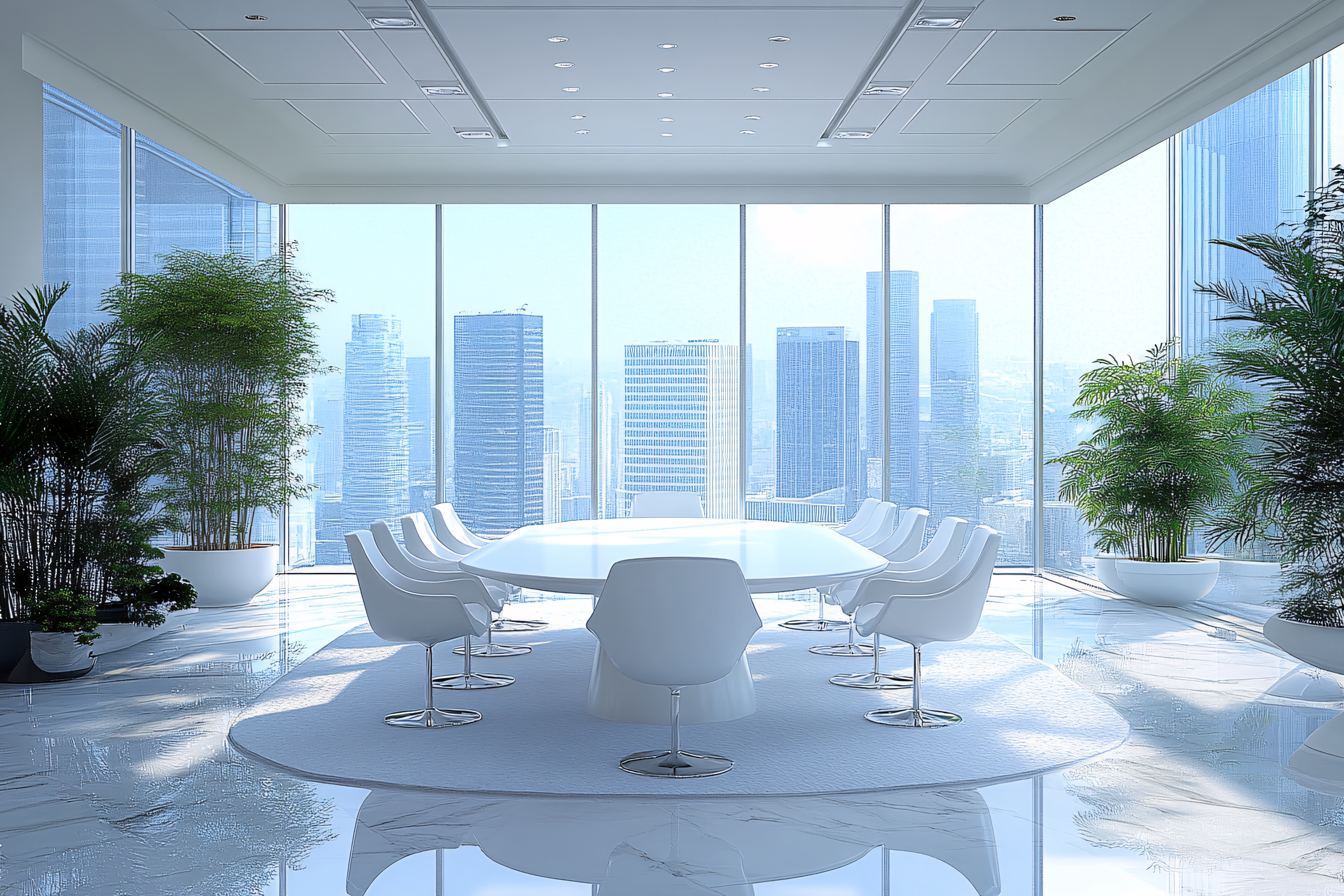 Modern Conference Room with City View