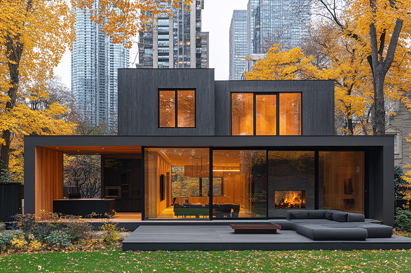 Modern House Exterior Autumn