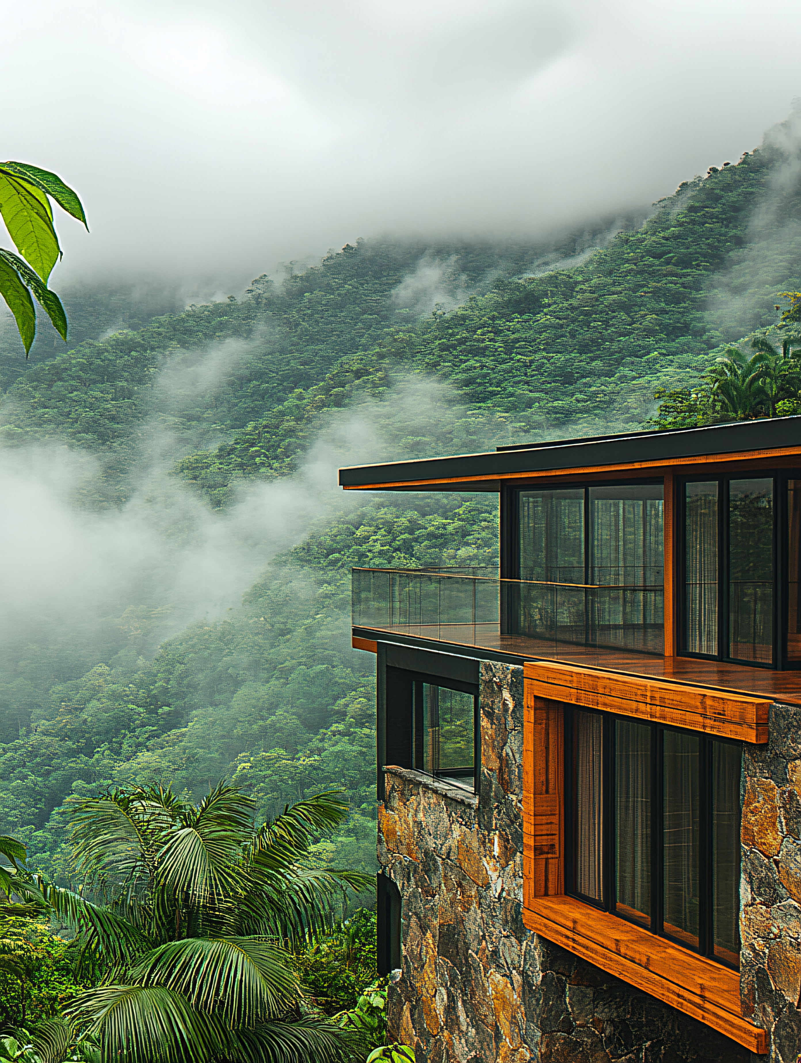 Modern House in Foggy Mountains