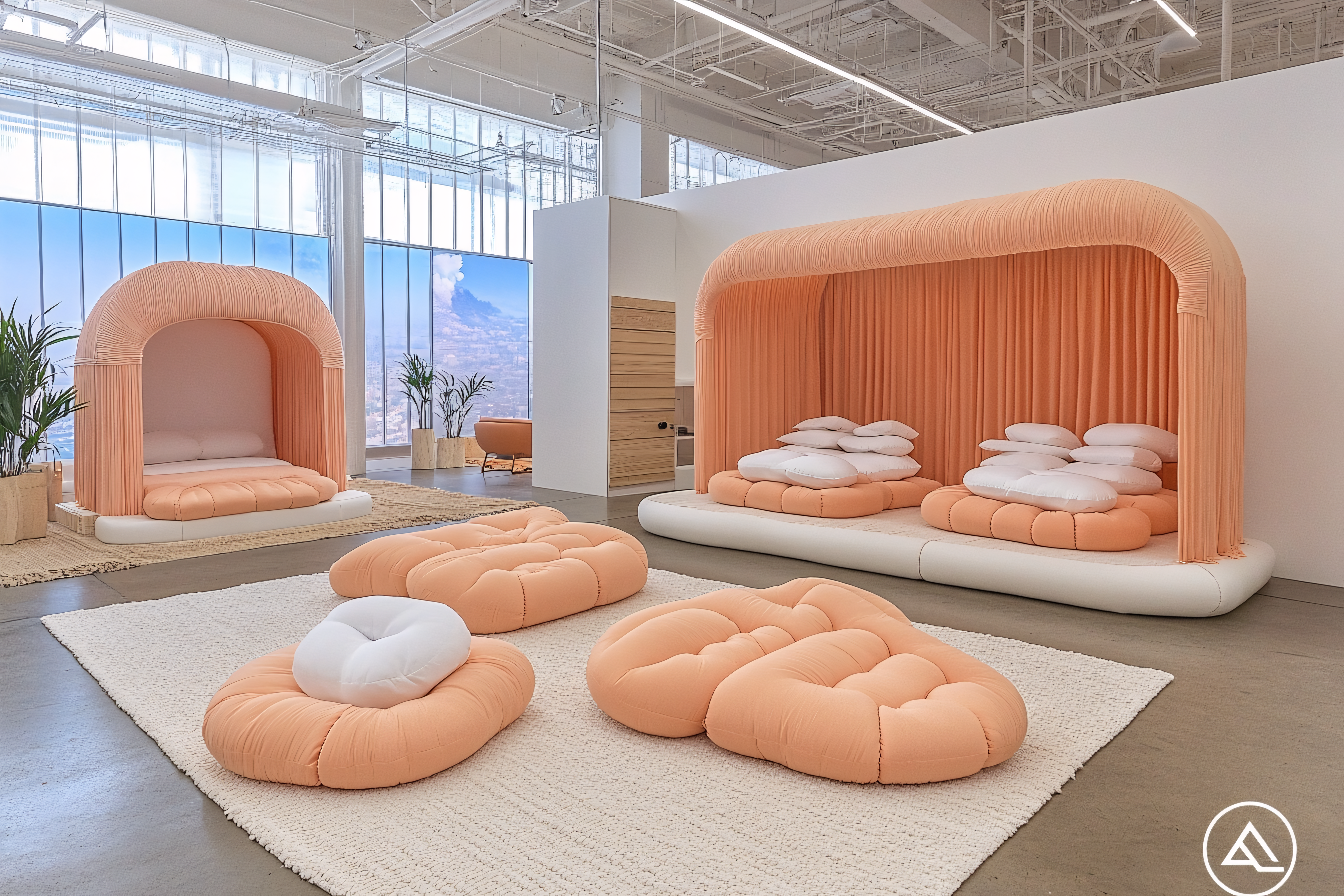 Modern Peach Lounge Furniture in Minimalist Interior