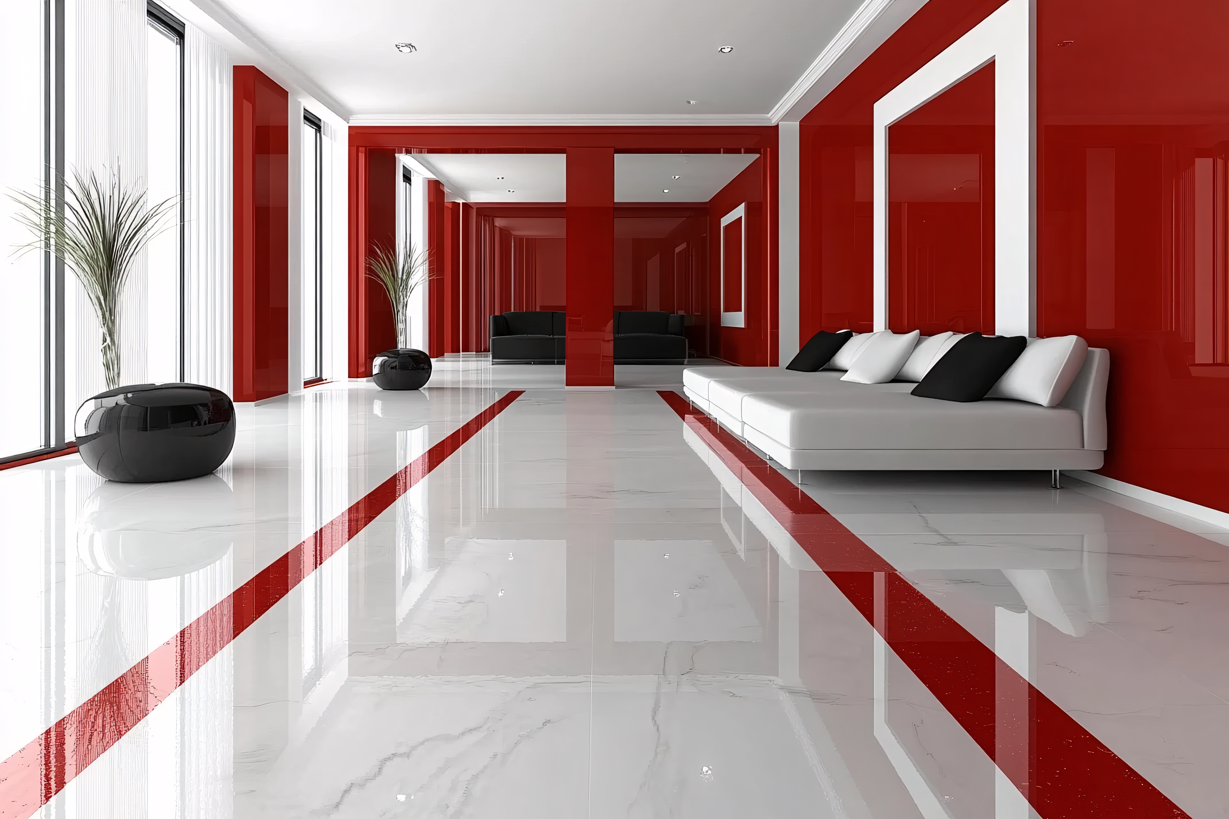 Modern Red and White Interior