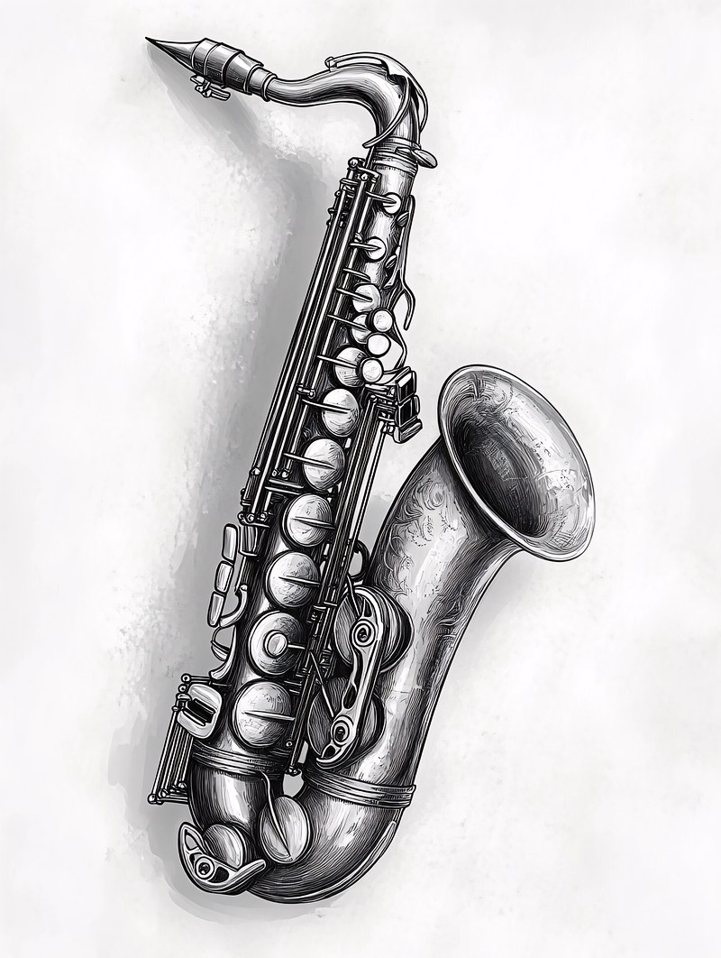 Monochrome Saxophone Illustration