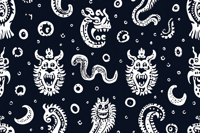 Monster Face Tentacle Seamless Pattern