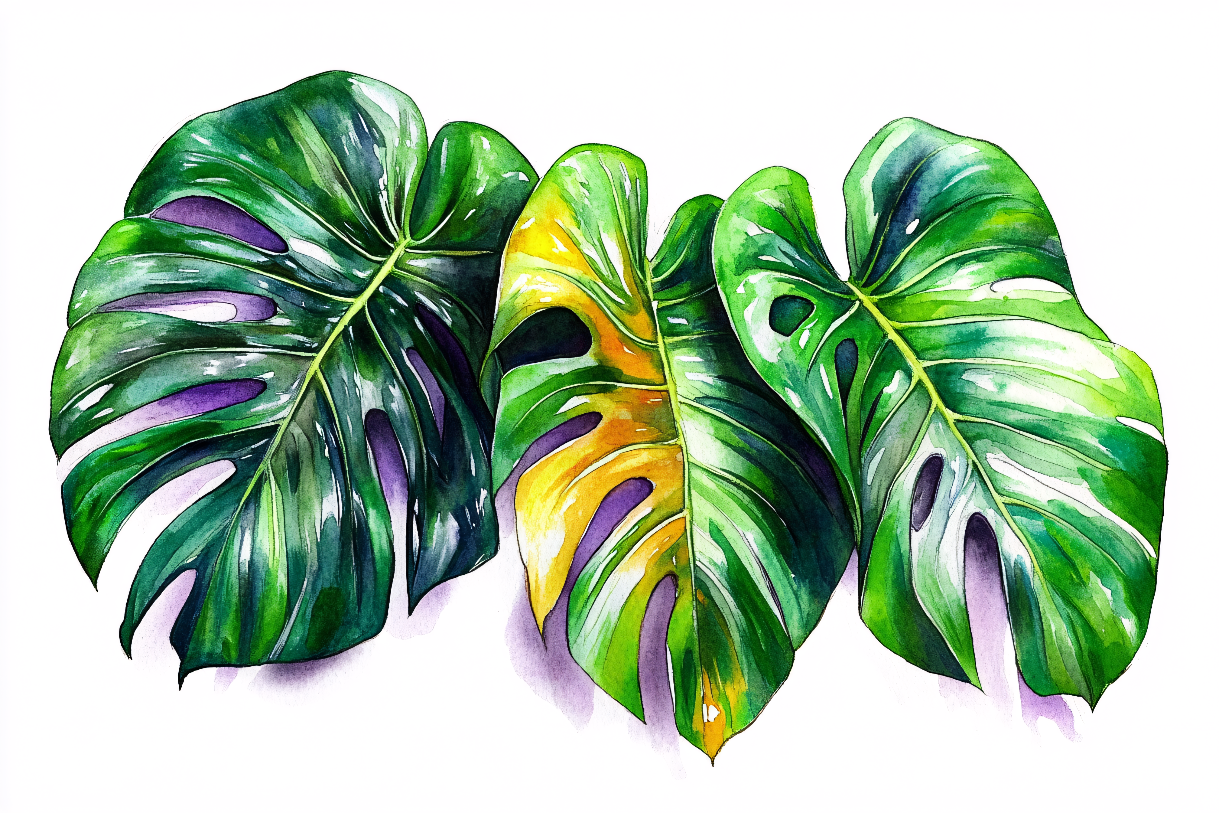 Monstera Leaves Watercolor Painting