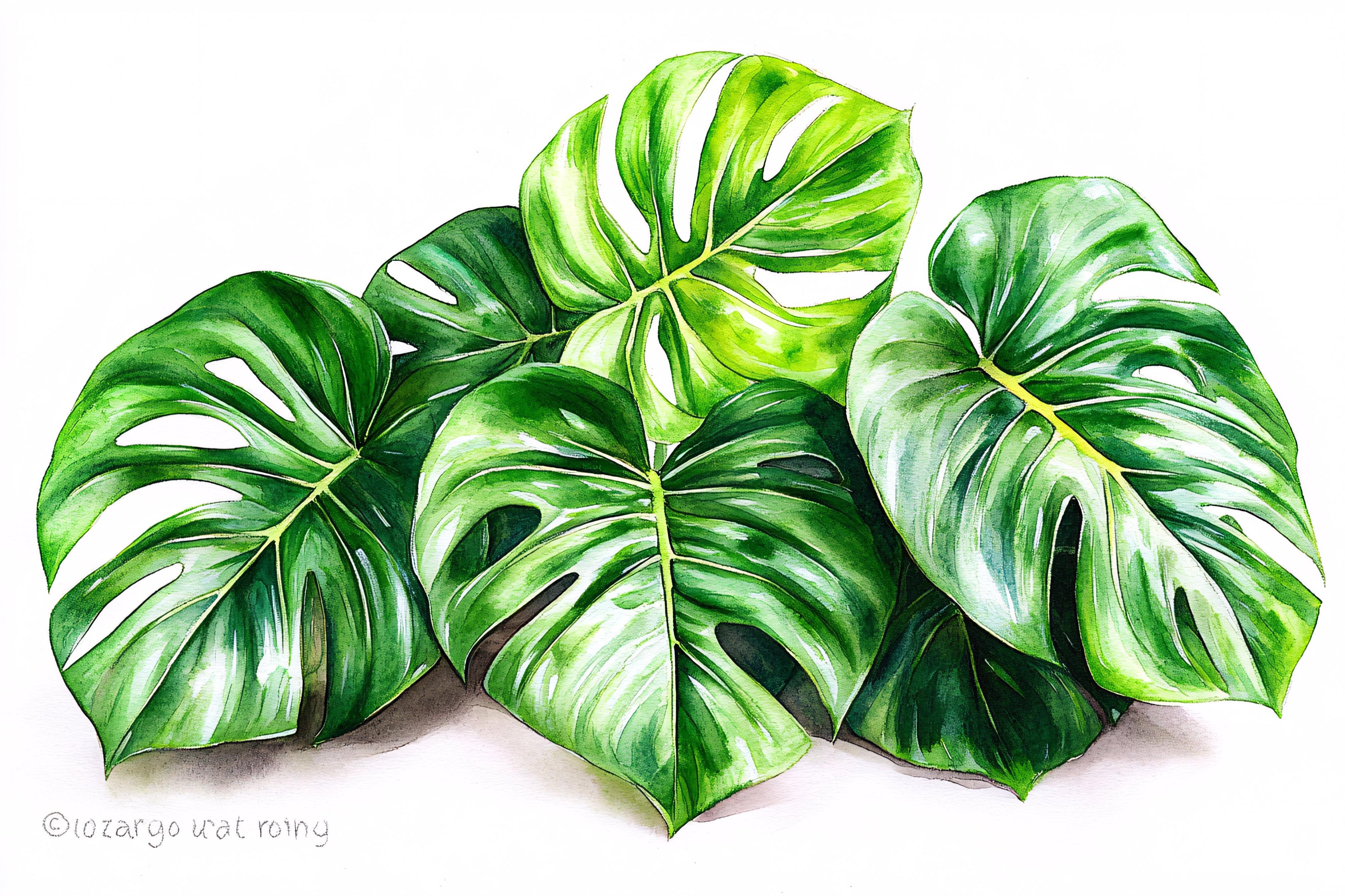 Monstera Leaves Watercolor Painting