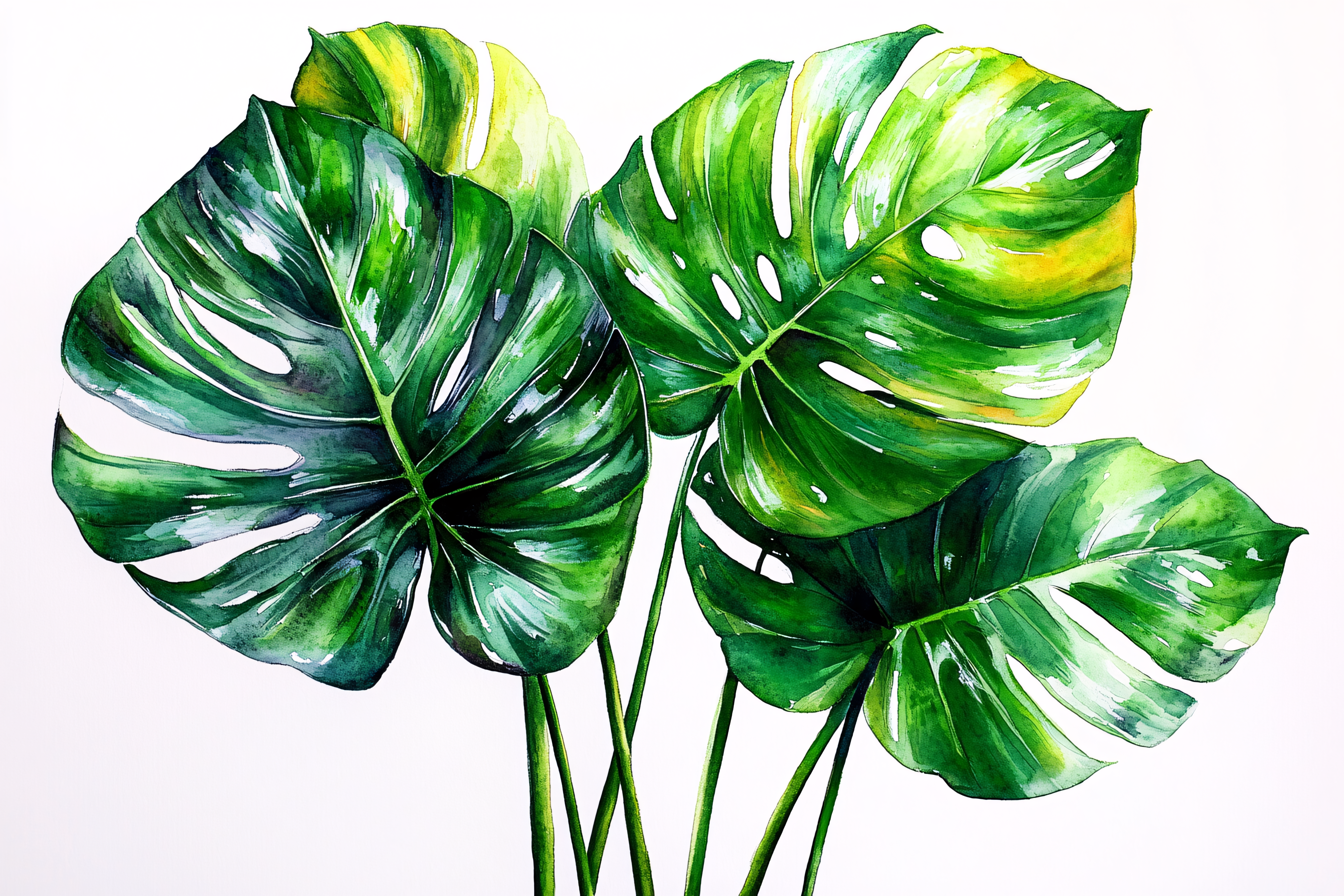 Monstera Leaves Watercolour