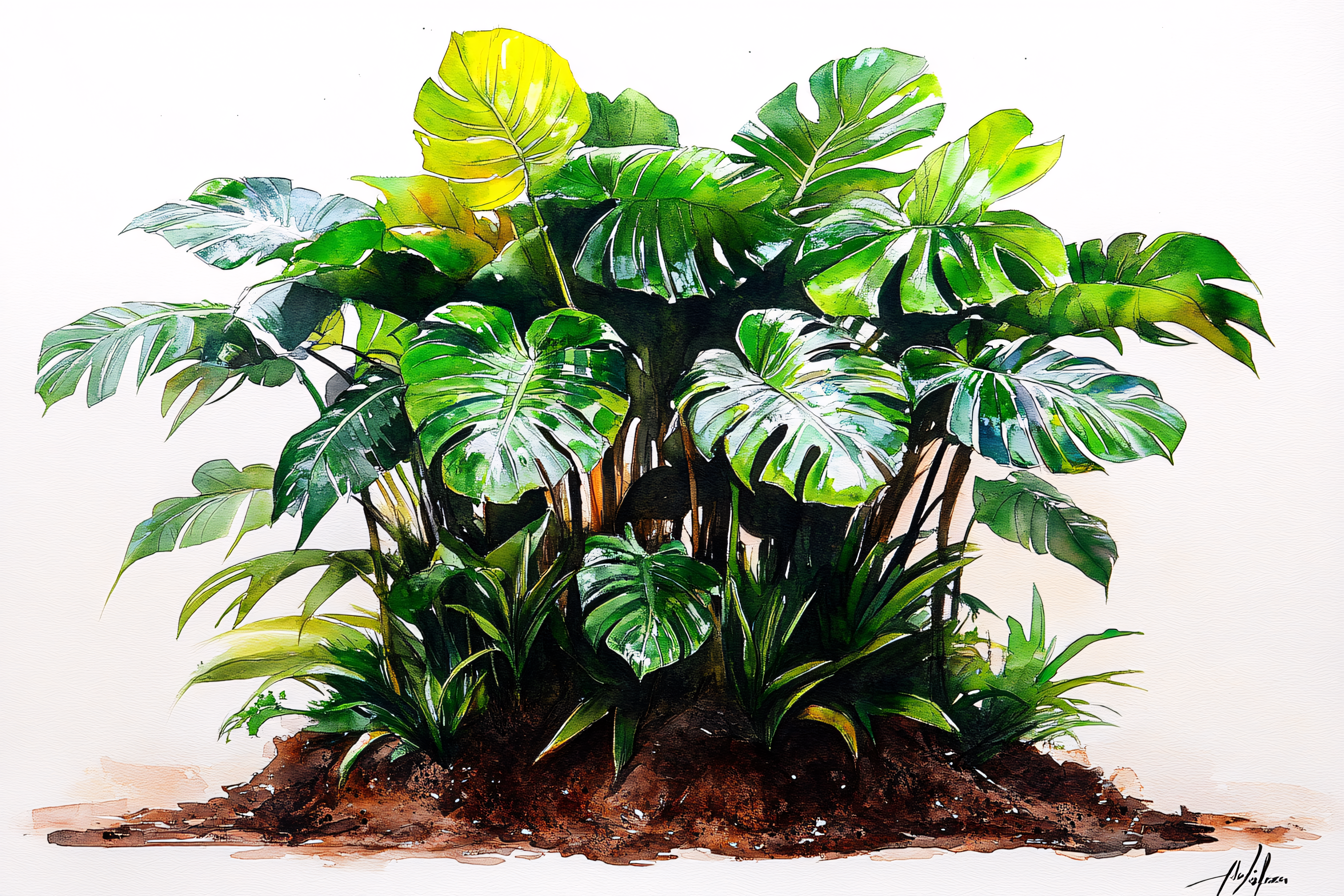 Monstera Plant Watercolor