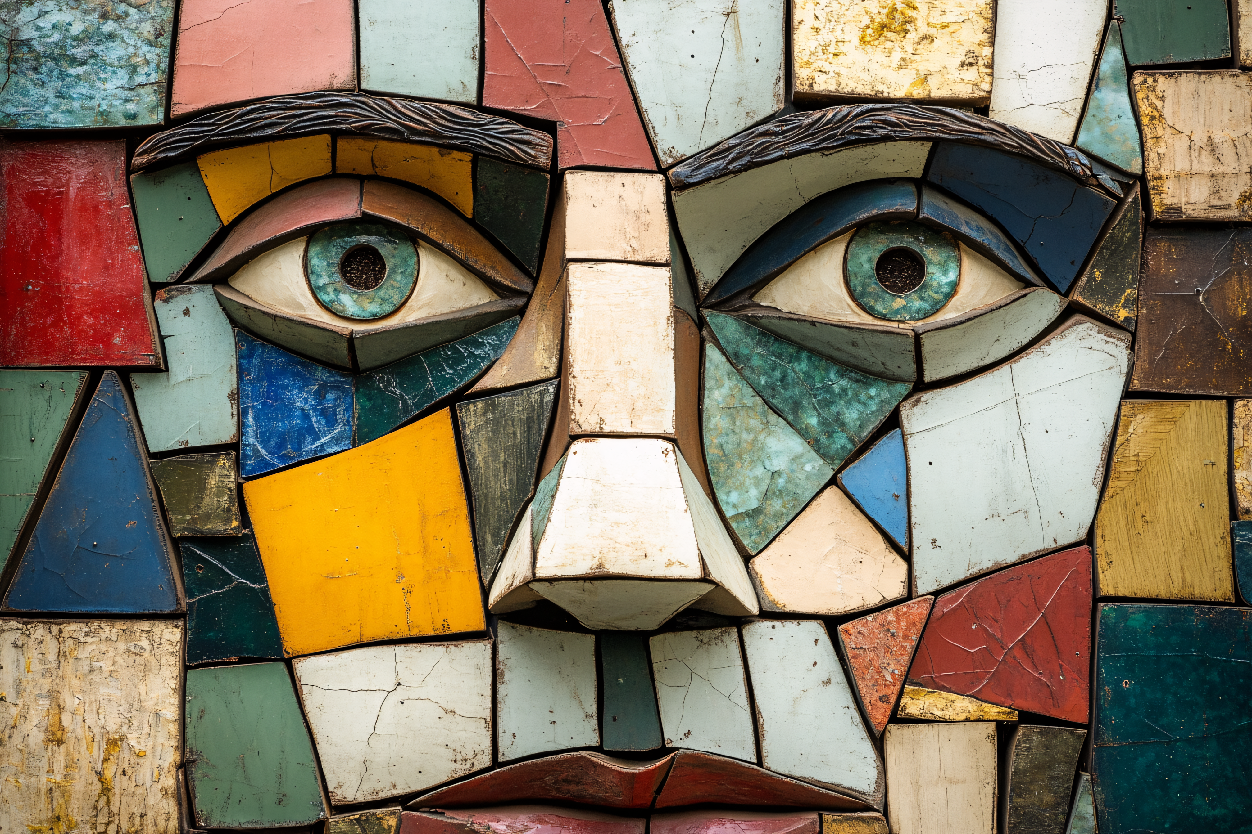 Mosaic Face Sculpture