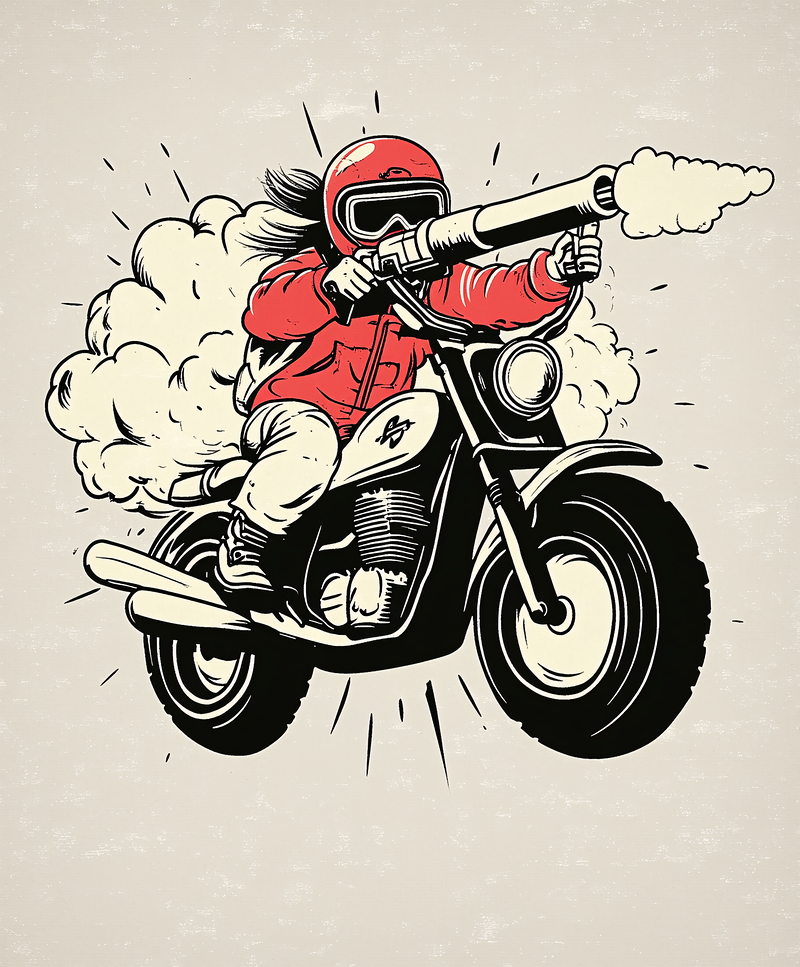 Motorcyclist With a Cannon