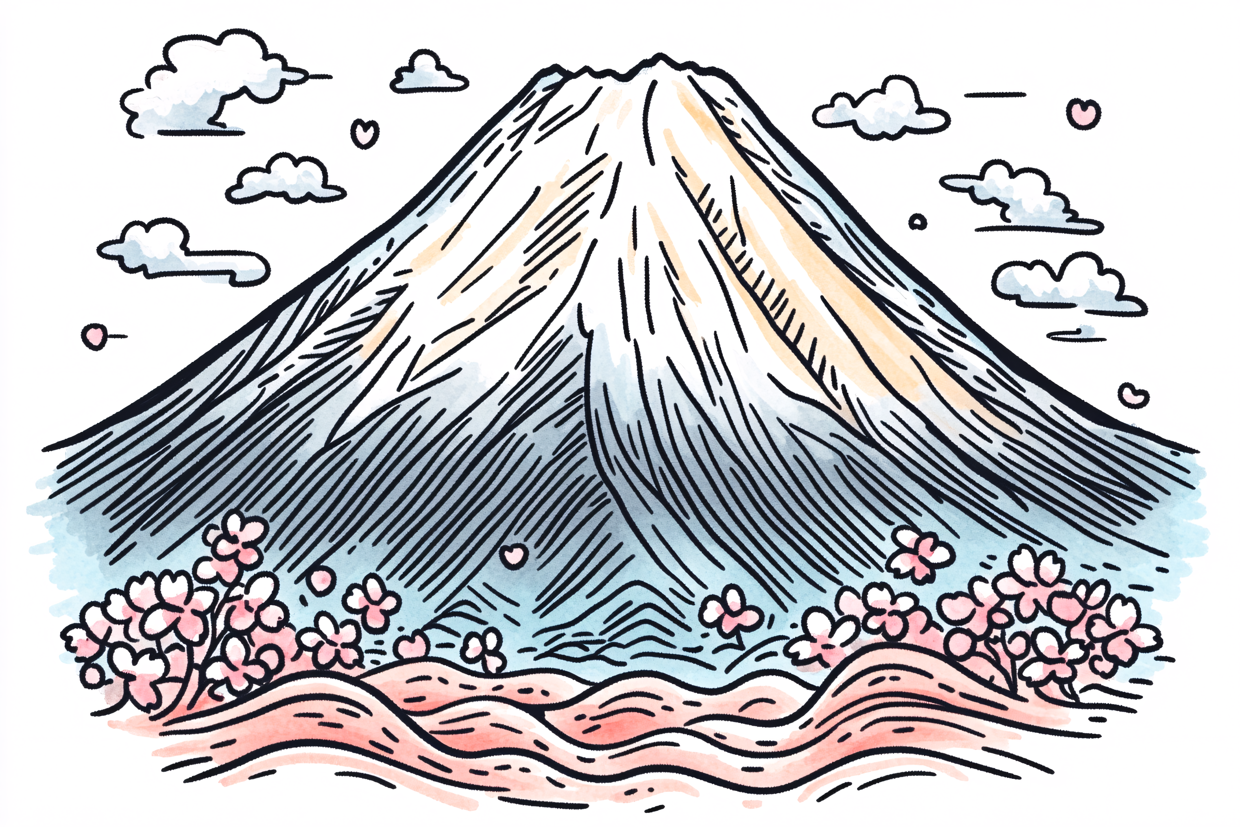 Mount Fuji Cherry Blossom Scene