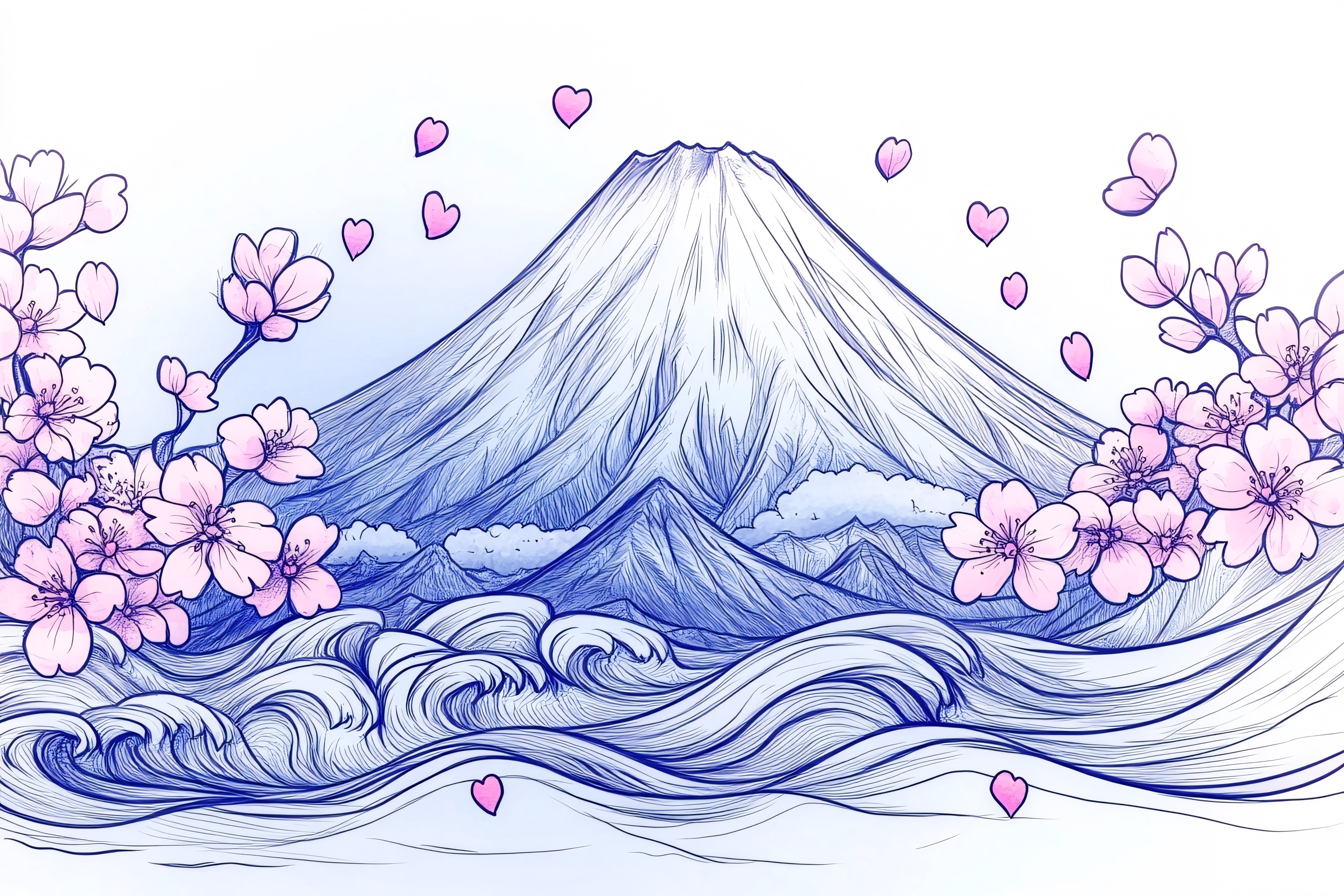 Mount Fuji Cherry Blossom Wave