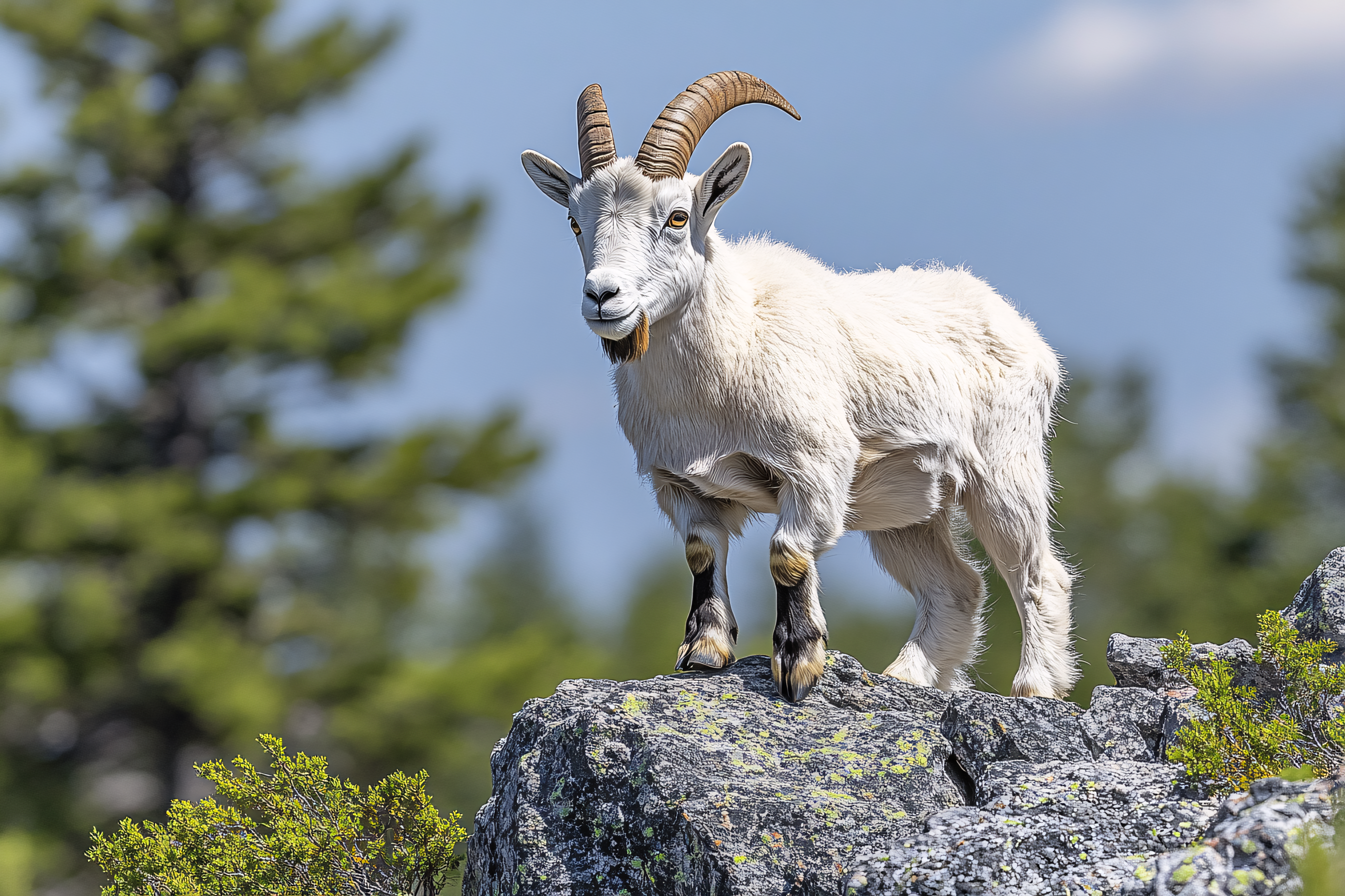 Mountain Goat Standing on Rock