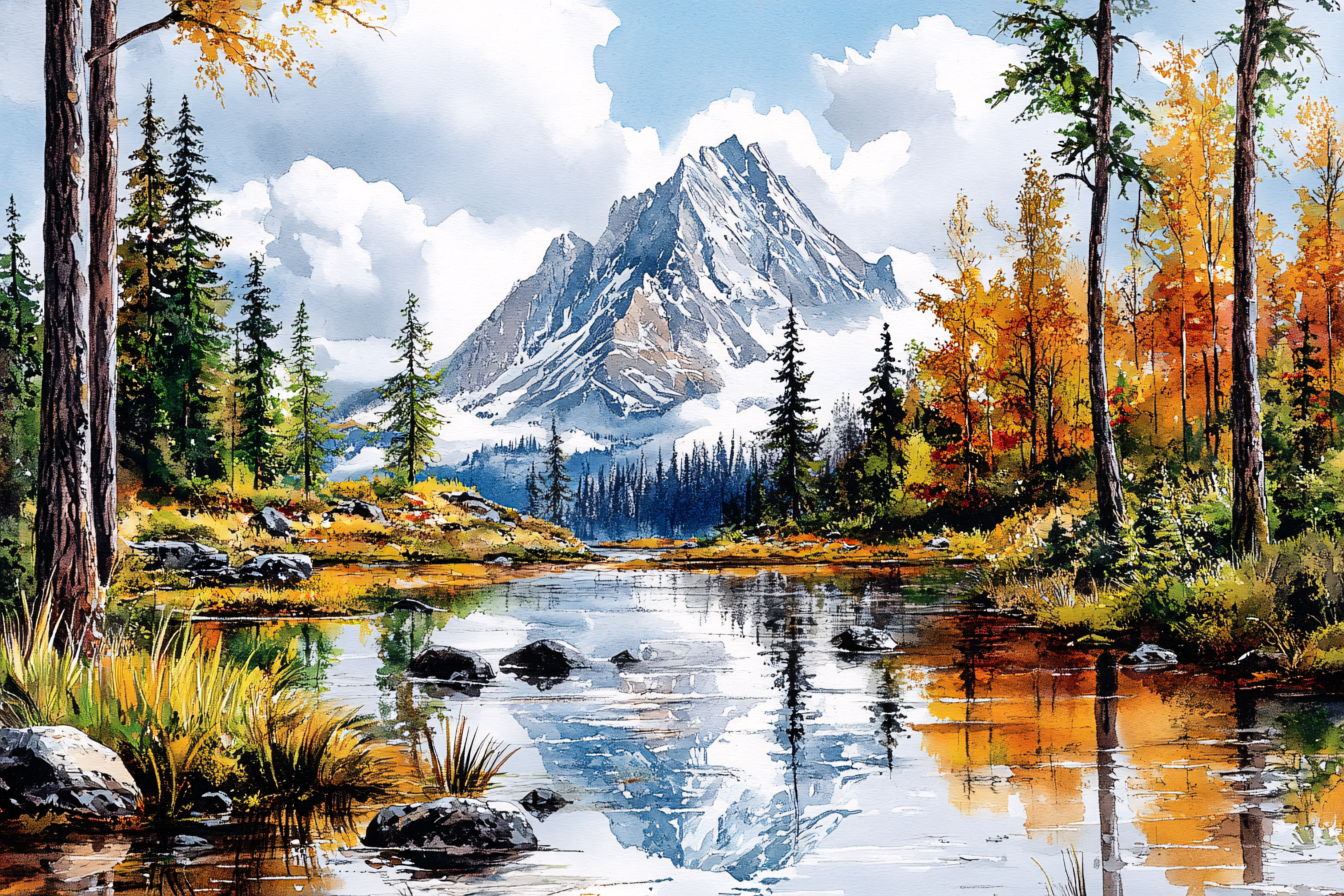 Mountain Lake in Autumn