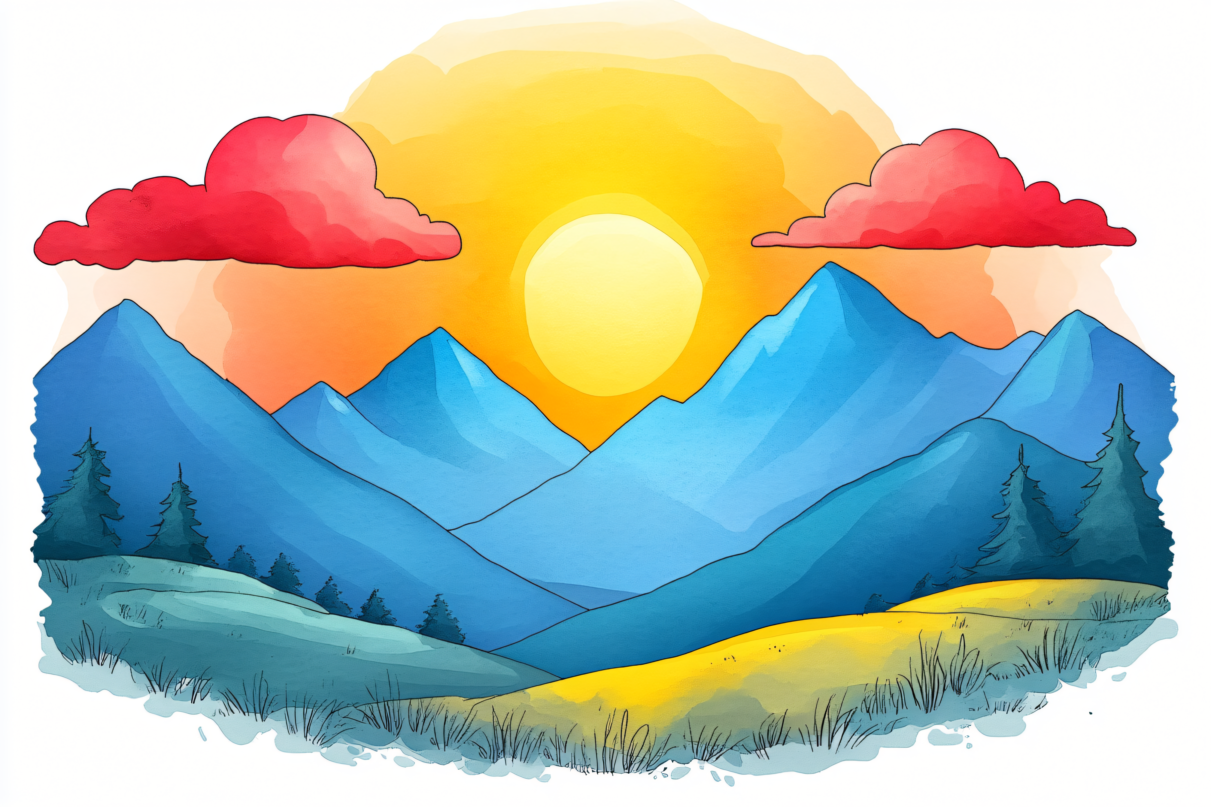 Mountain Landscape with Sunset