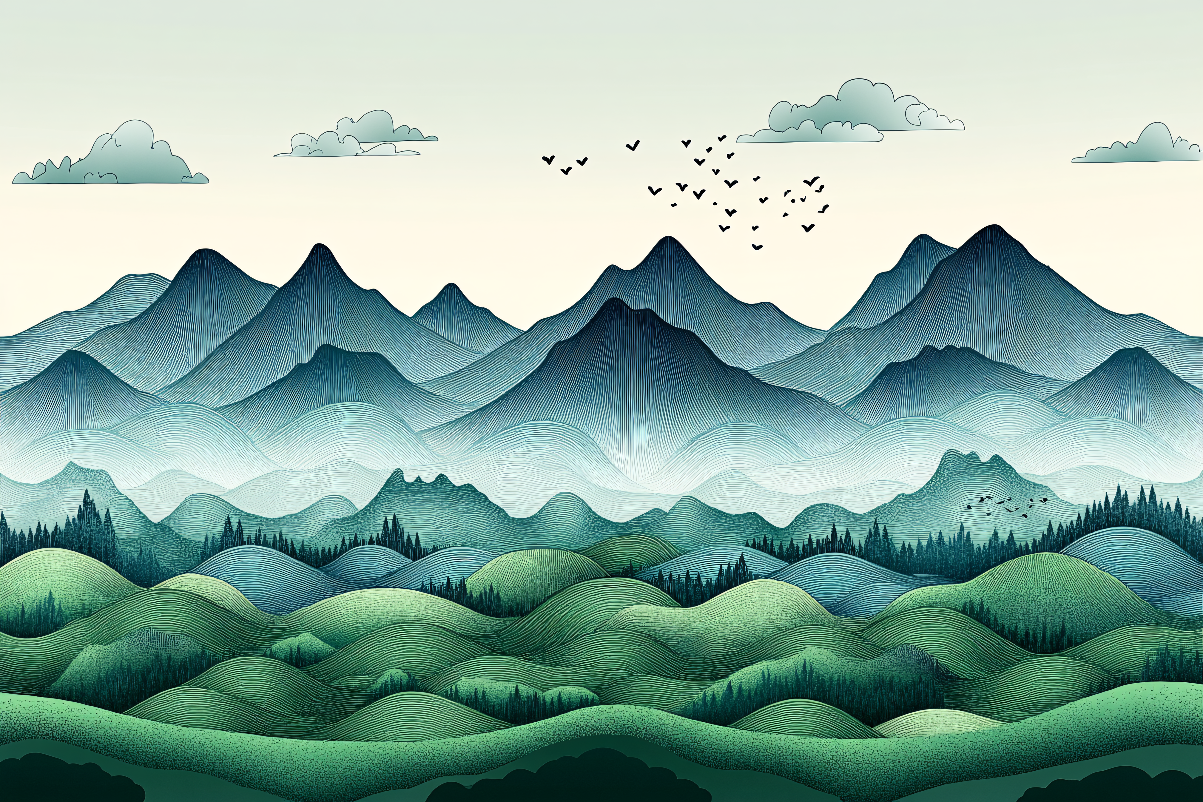 Mountain Range Landscape Illustration
