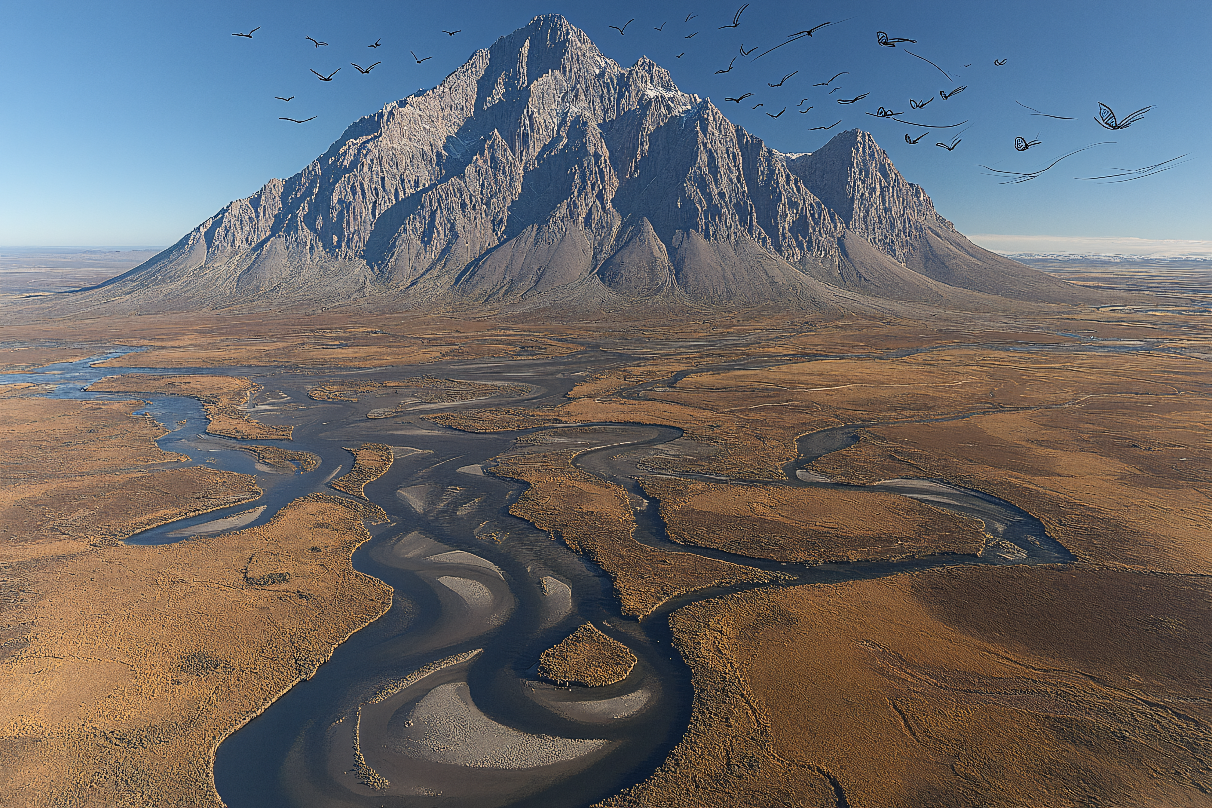 Mountain River Aerial View