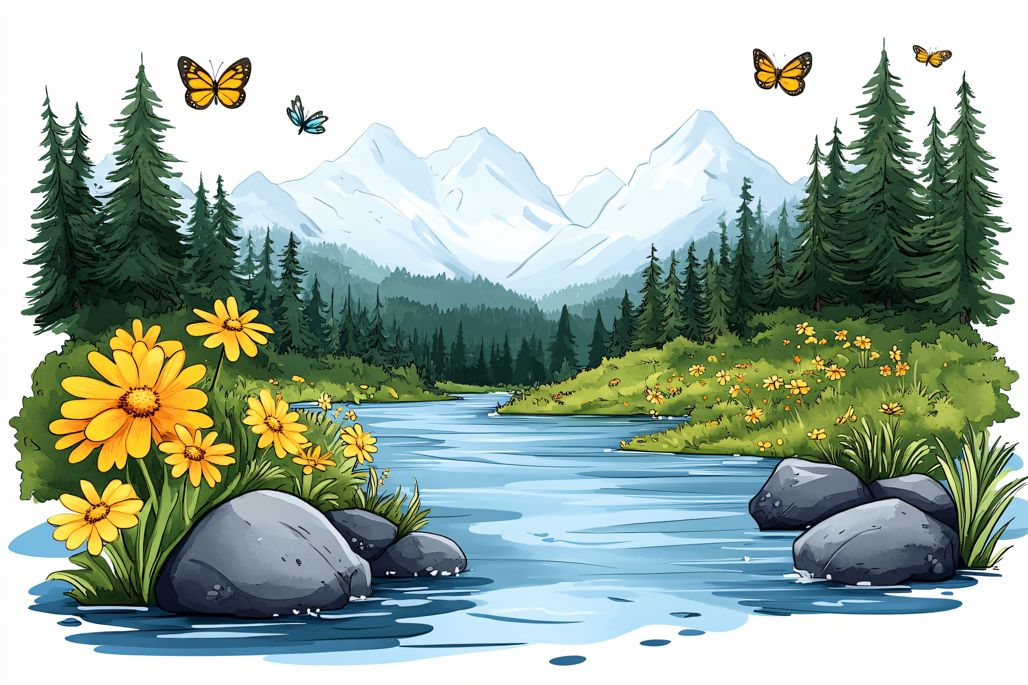 Mountain River Landscape