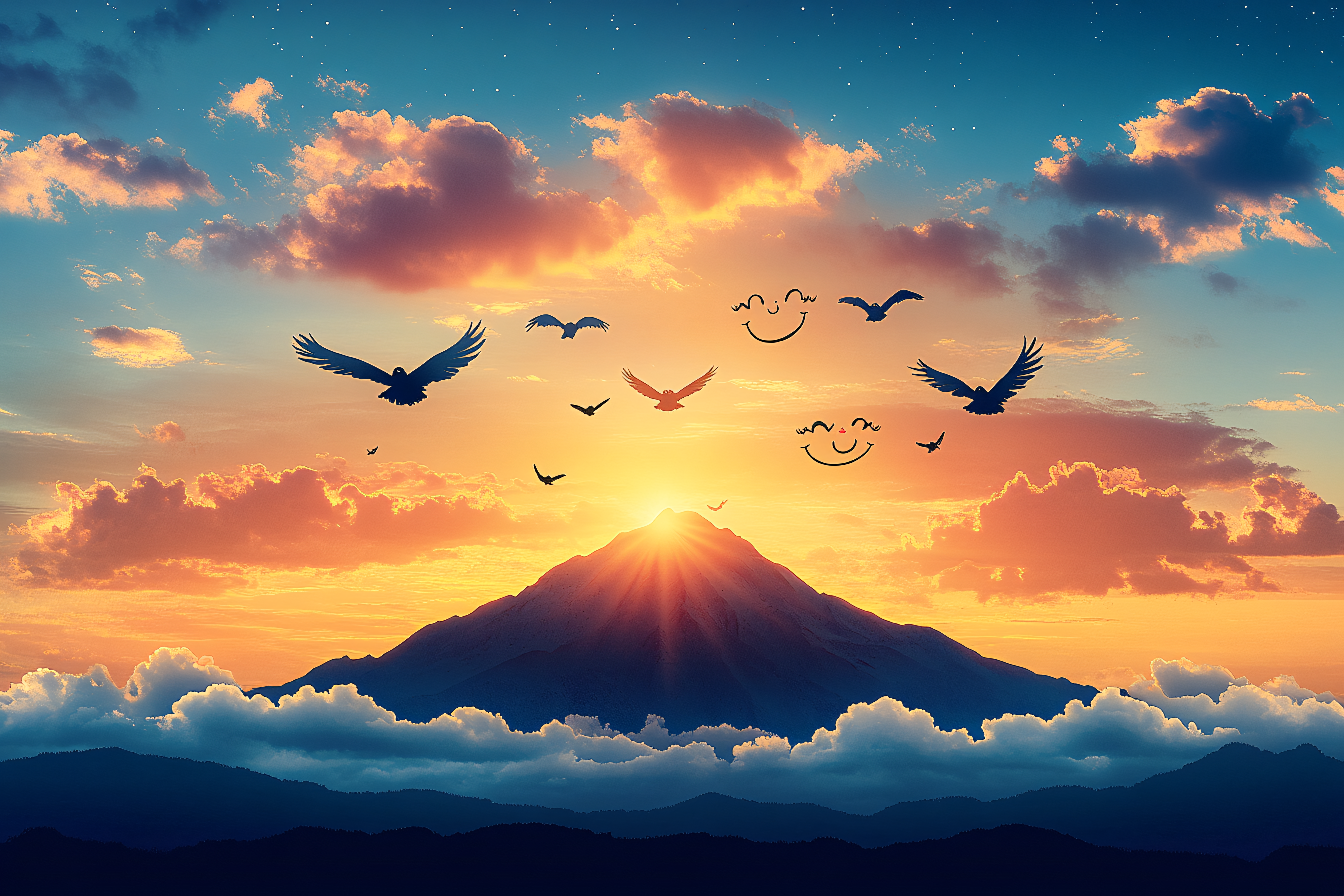 Mountain Sunrise Birds