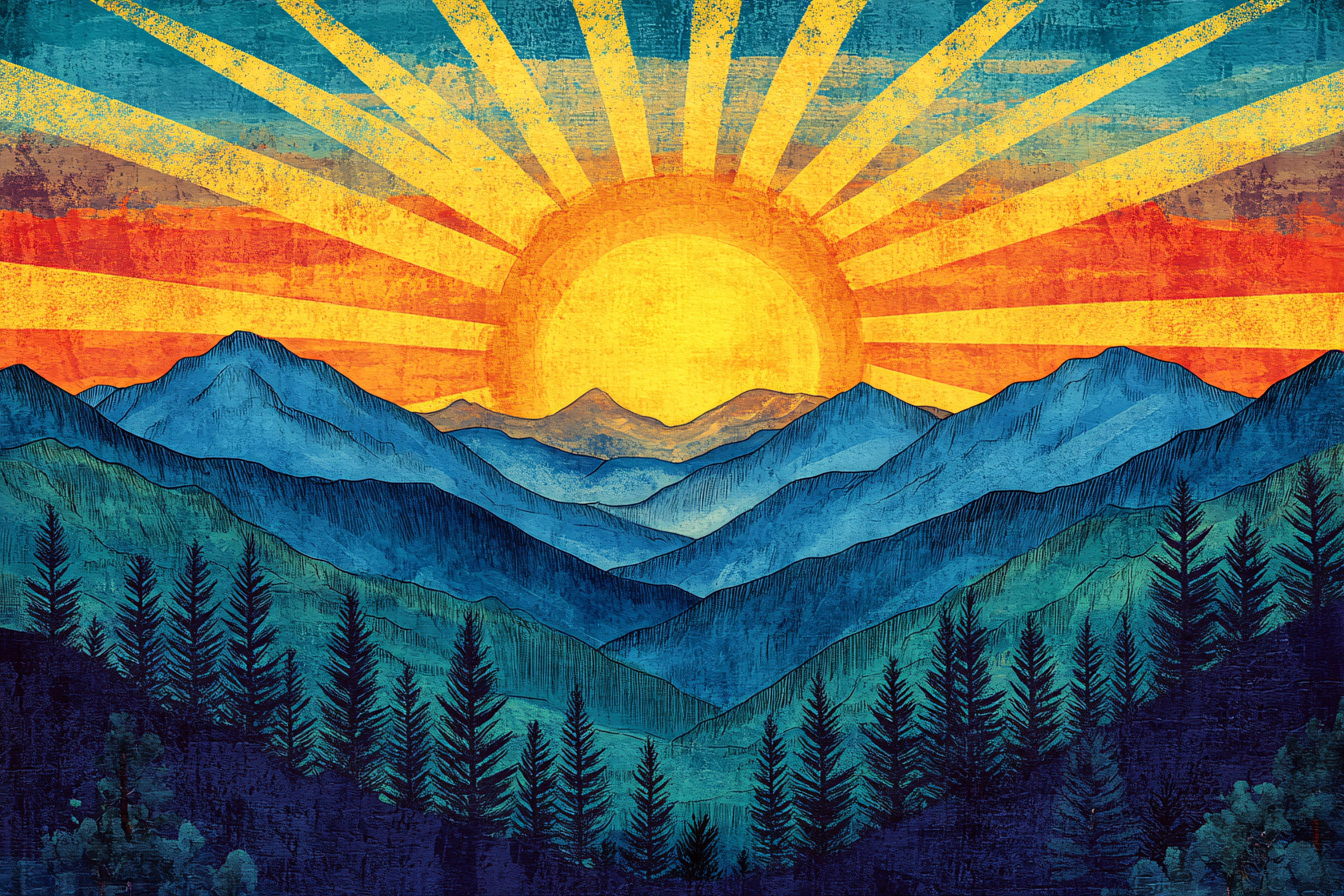 Mountain Sunrise Illustration