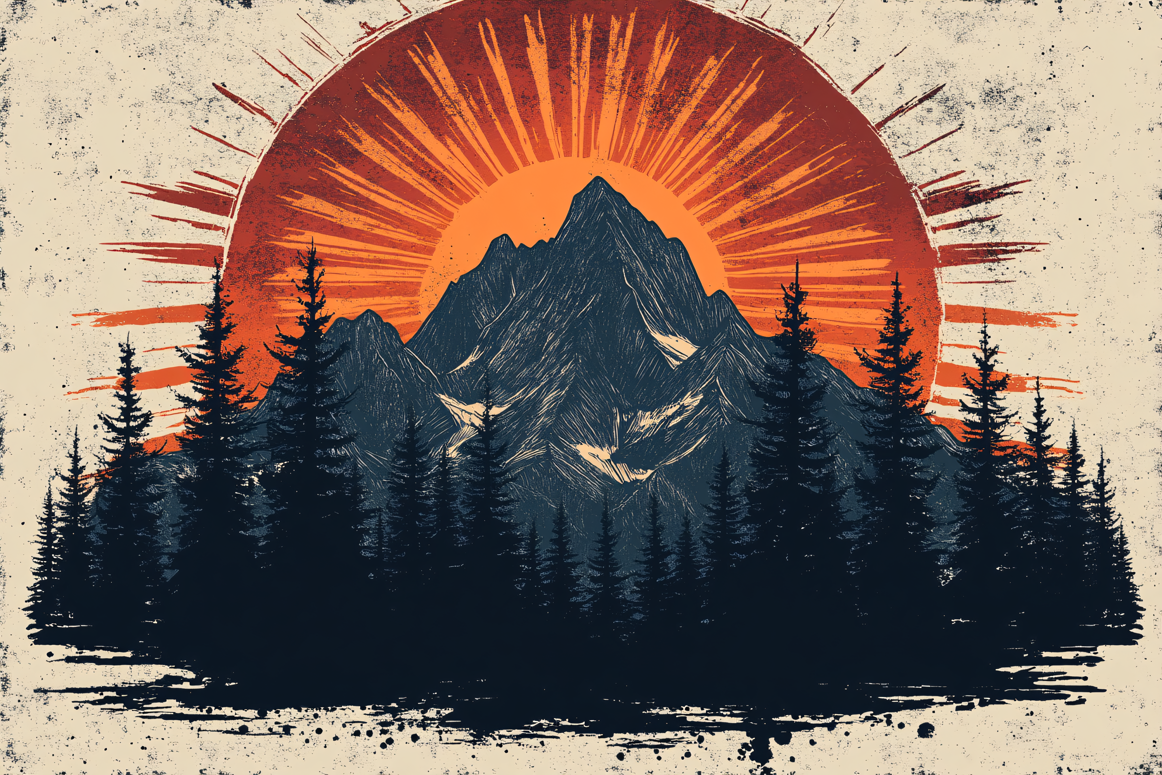 Mountain Sunset Pine Forest