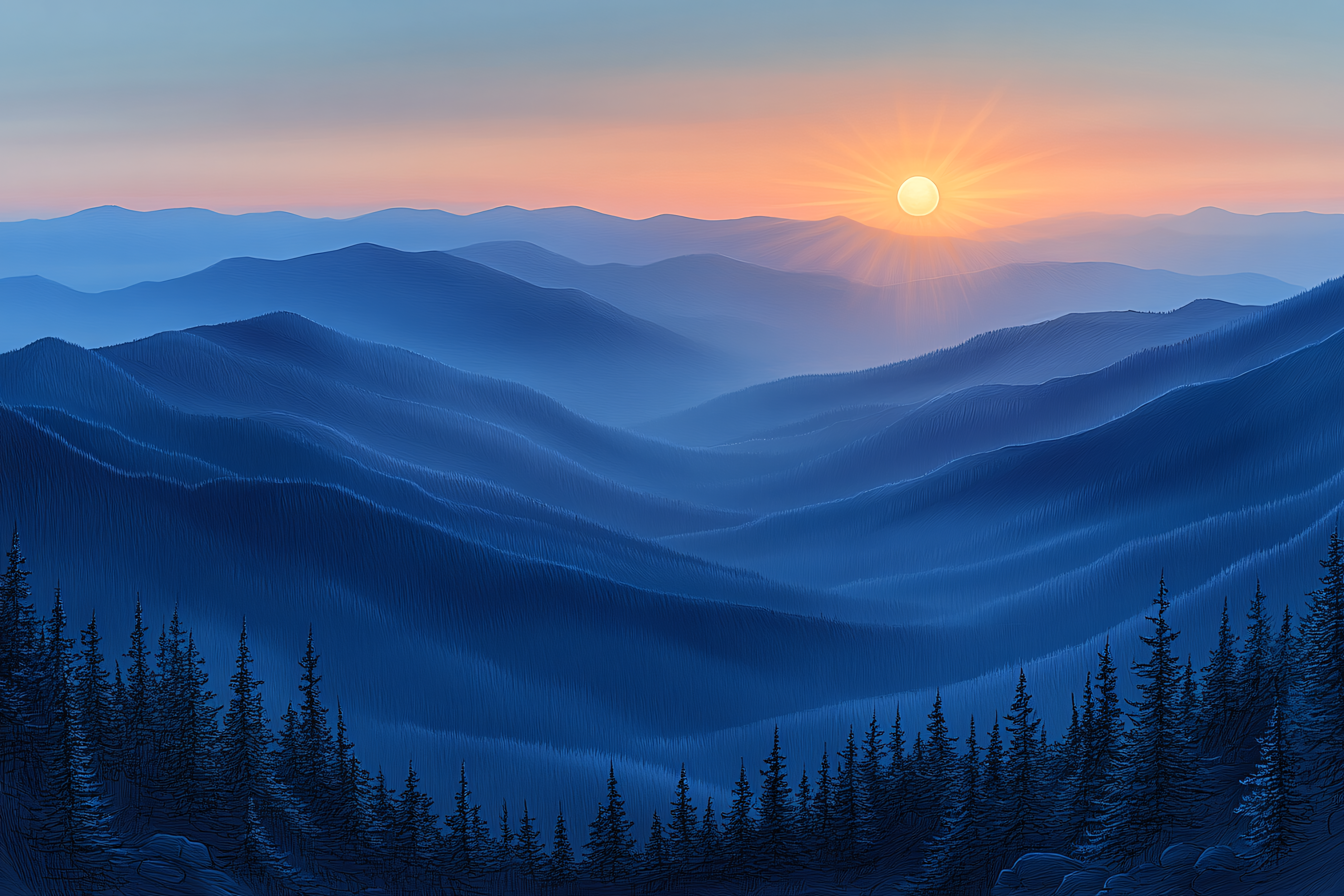 Mountain Sunset Scenery