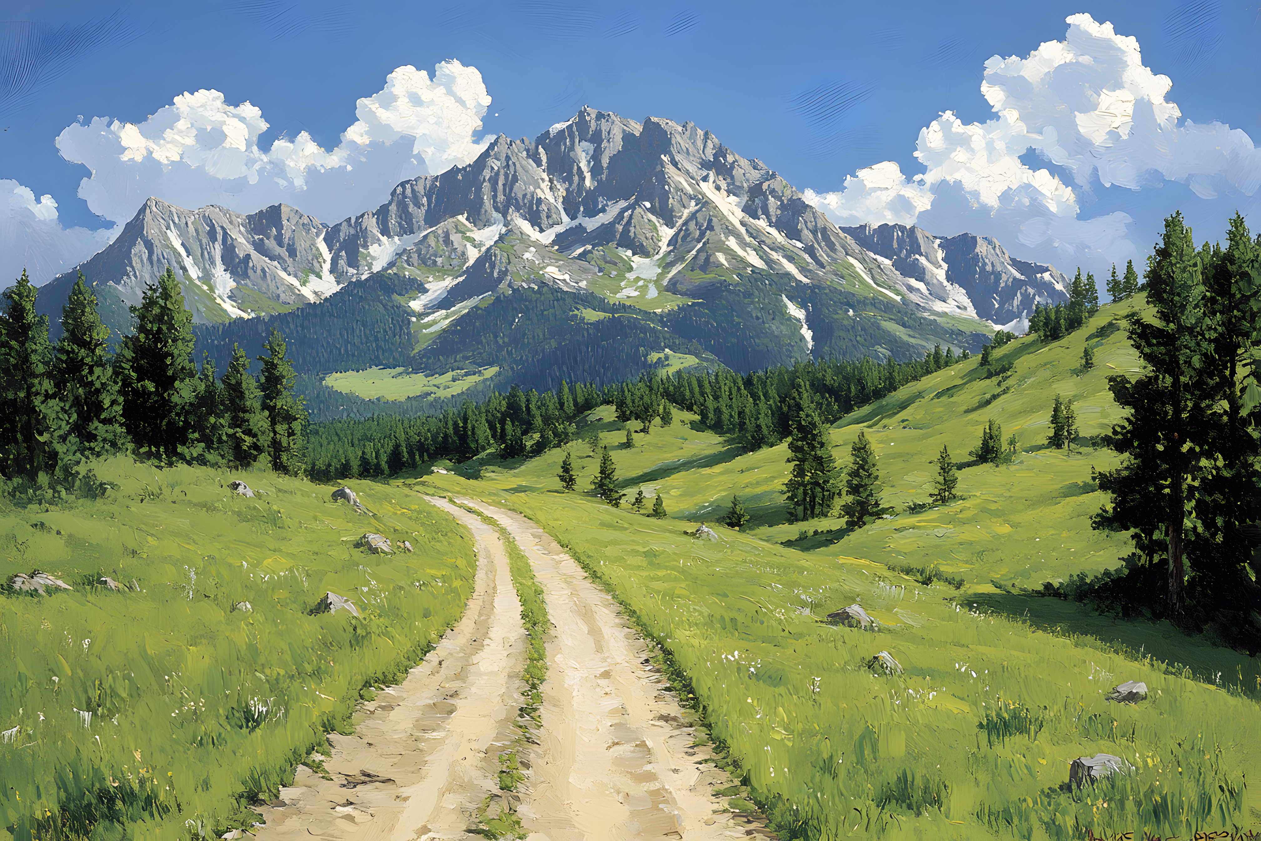 Mountainous Vista with Serene Path