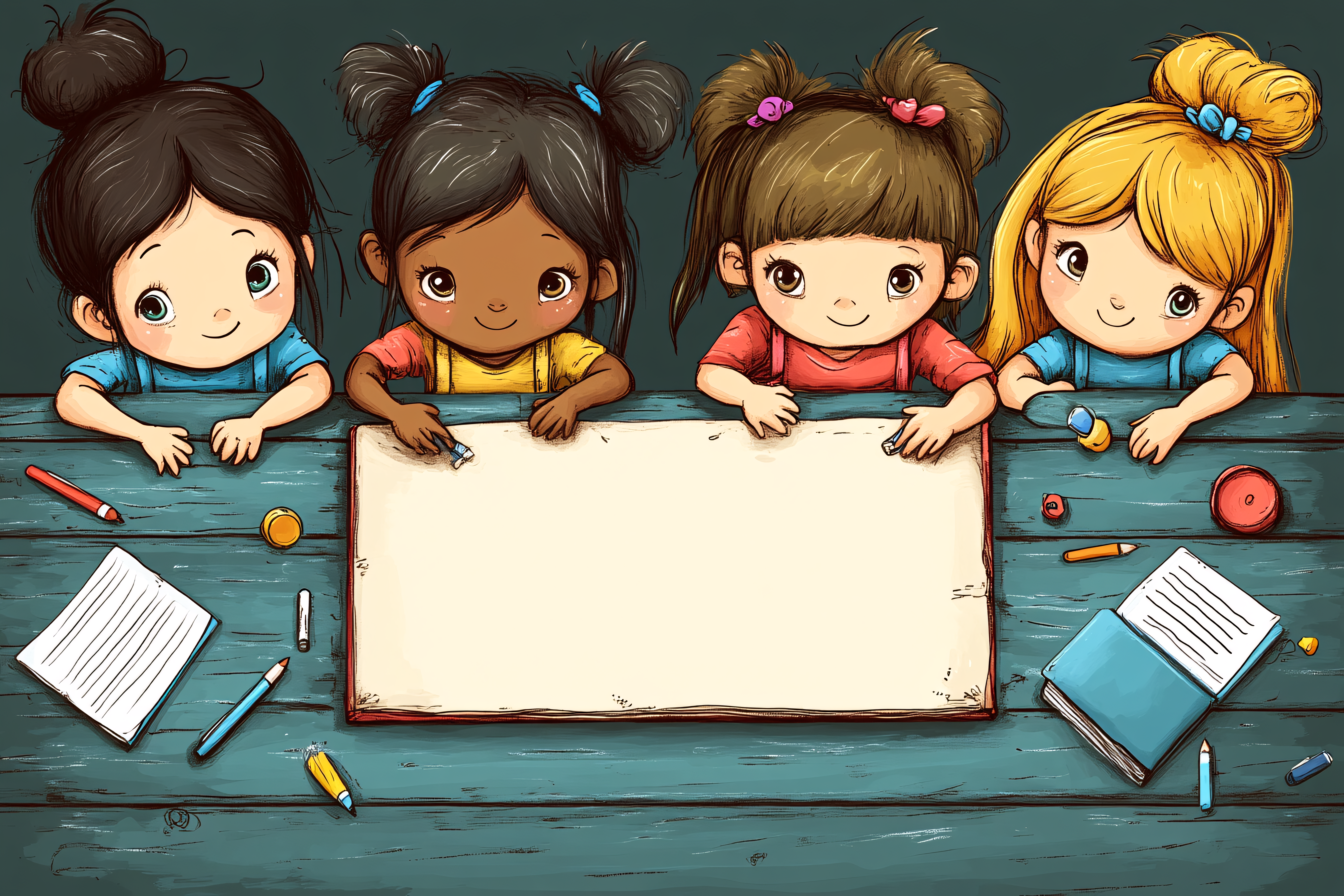 Multicultural Kids Holding Blank Banner