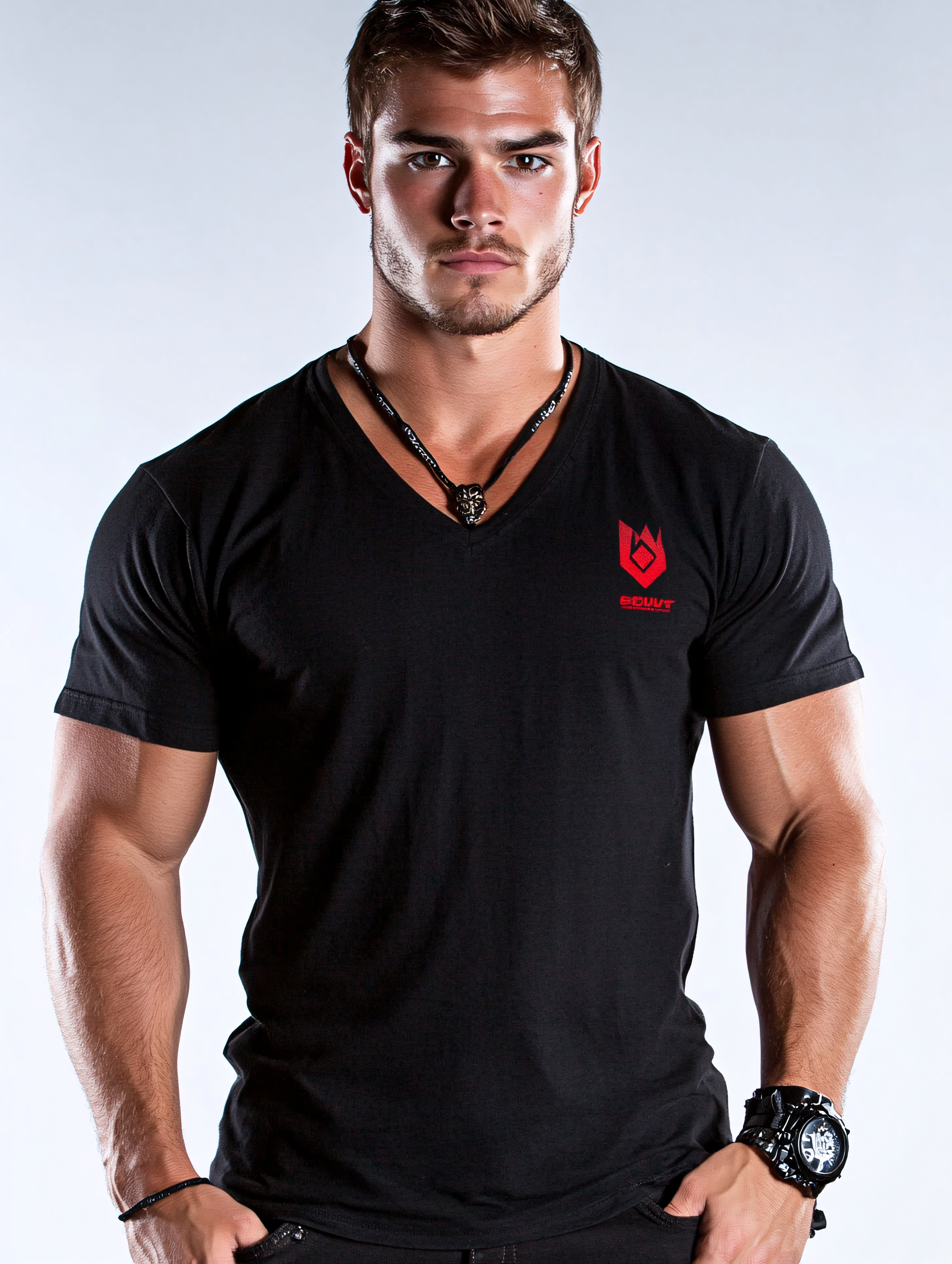Muscular Man in Black T-Shirt