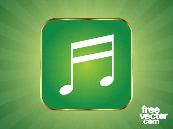 Musical Note Button Free Vector