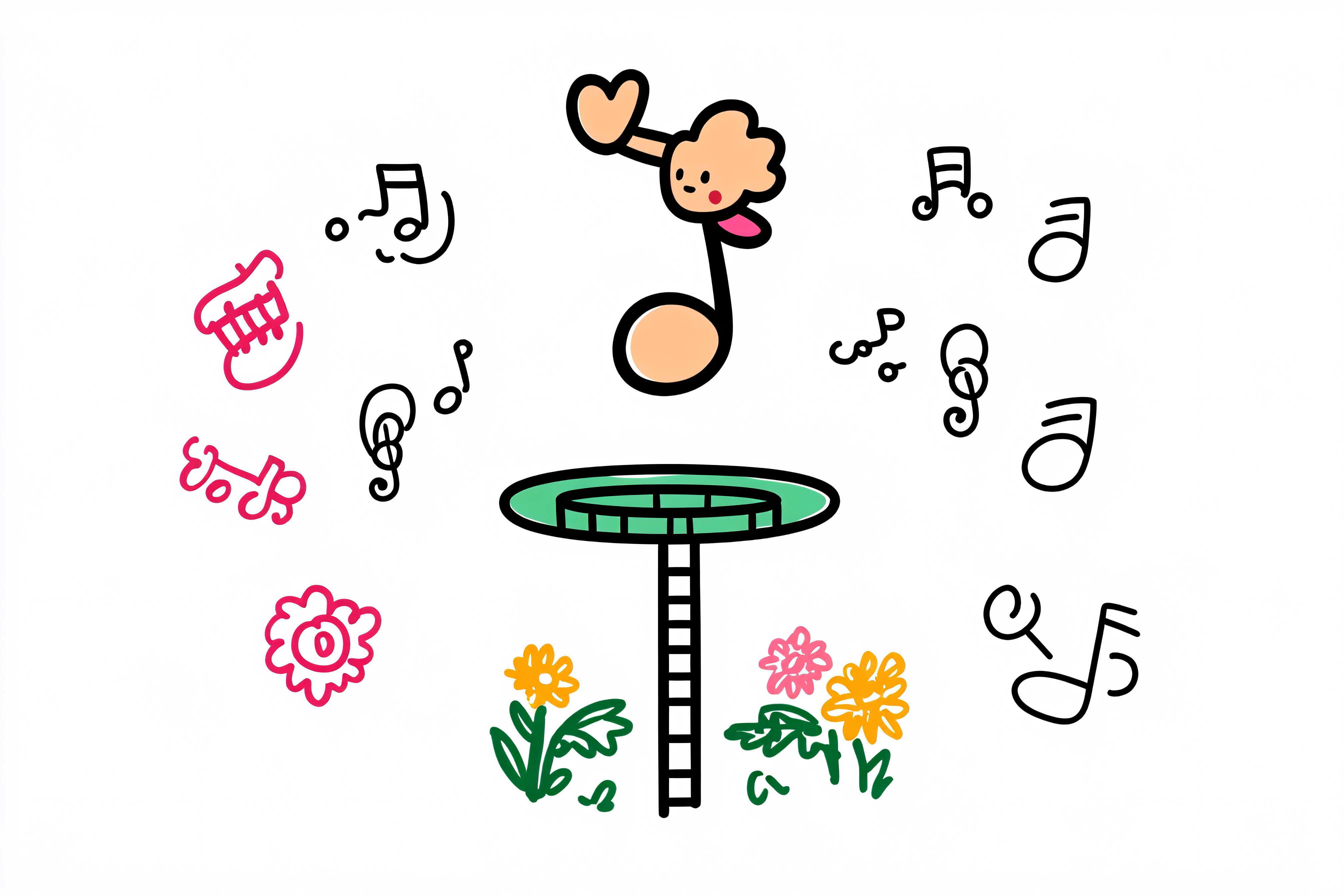 Musical Note Character on Trampoline