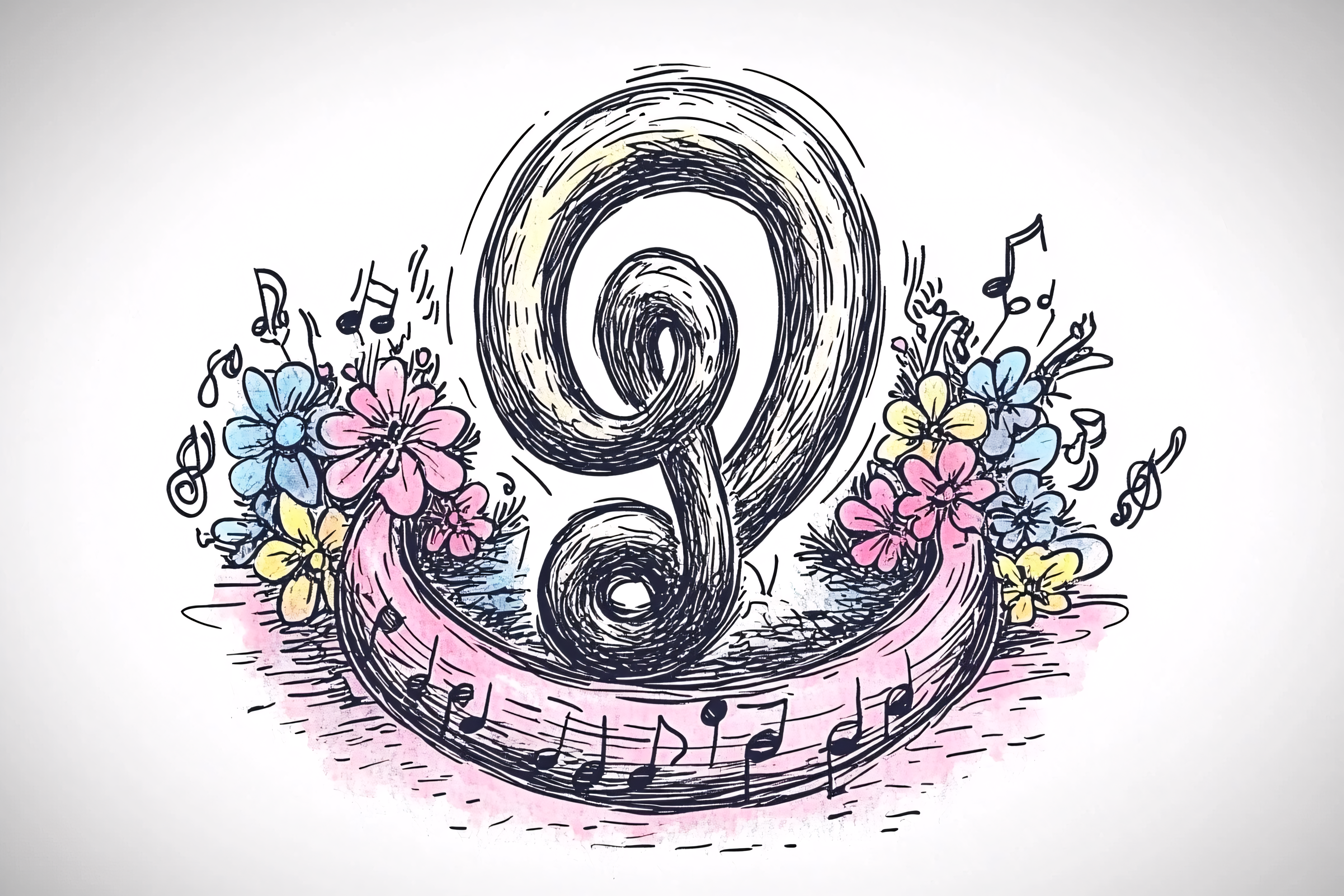Musical Note with Floral Decoration