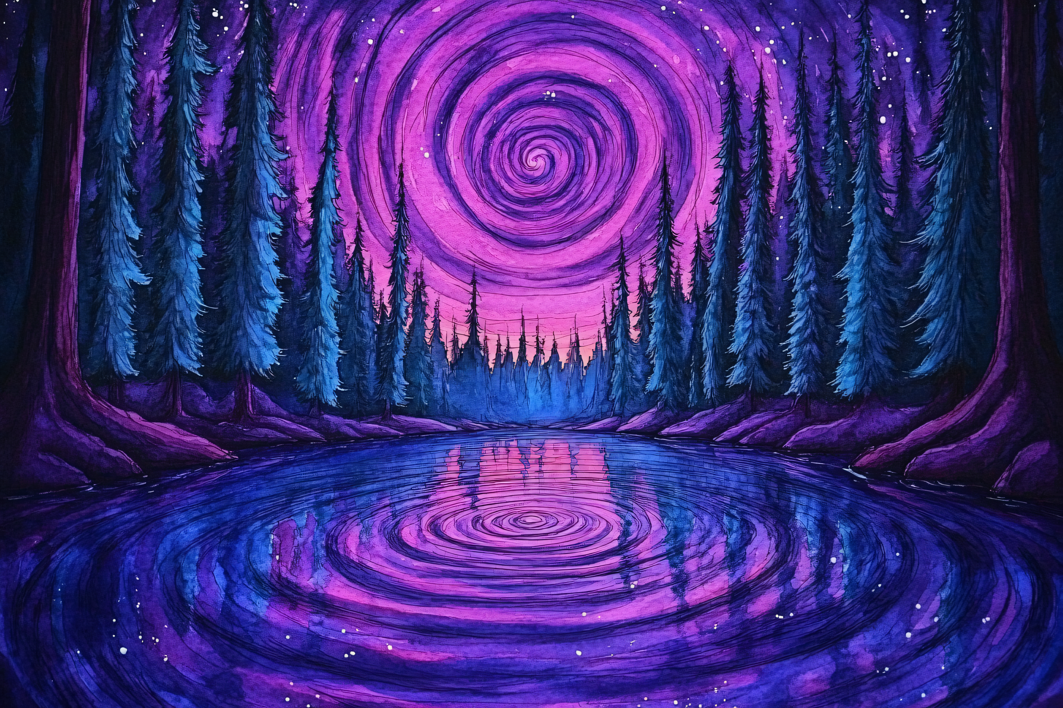 Mystical Forest Galaxy Reflection