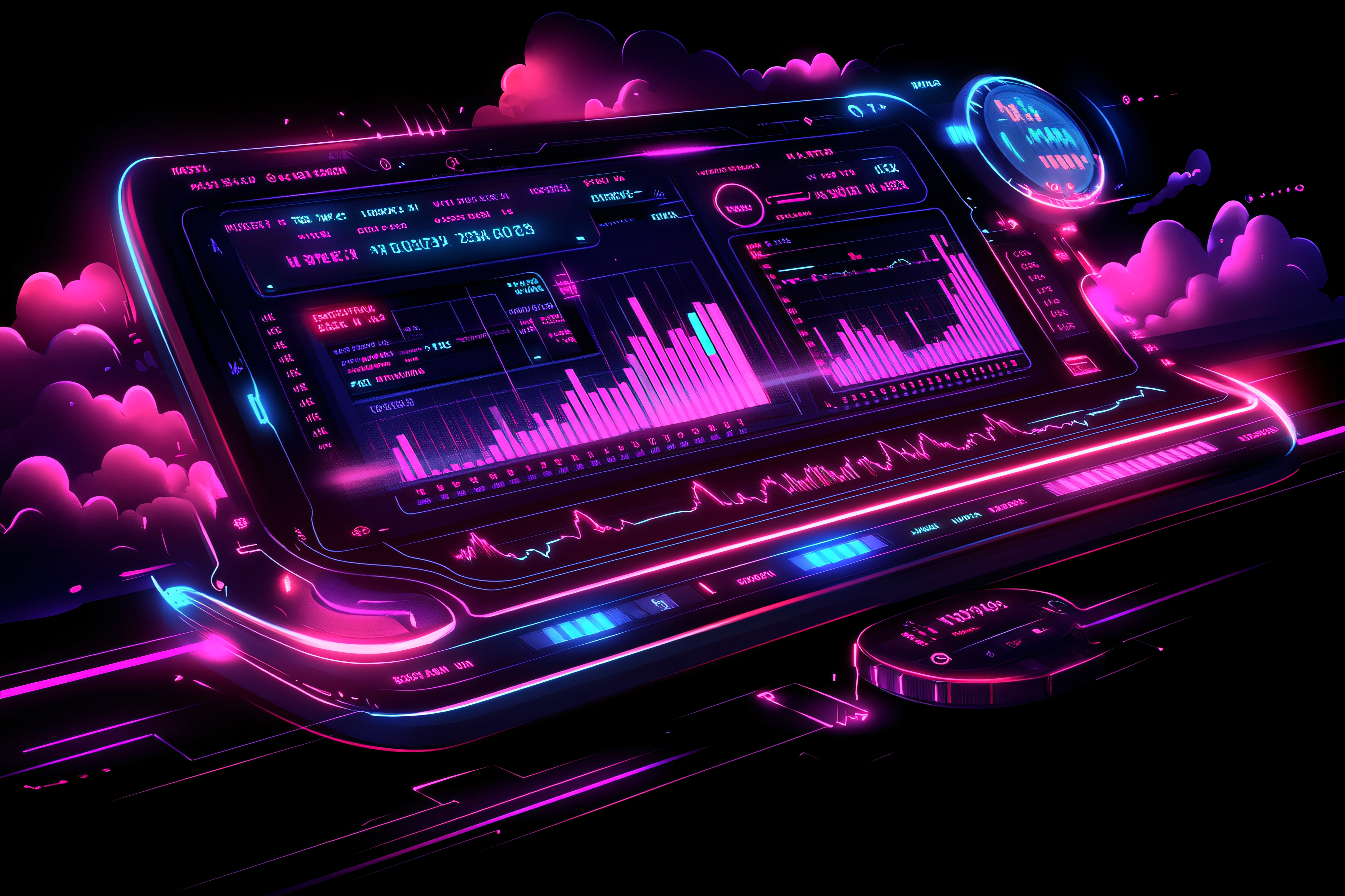 Neon Data Dashboard Display