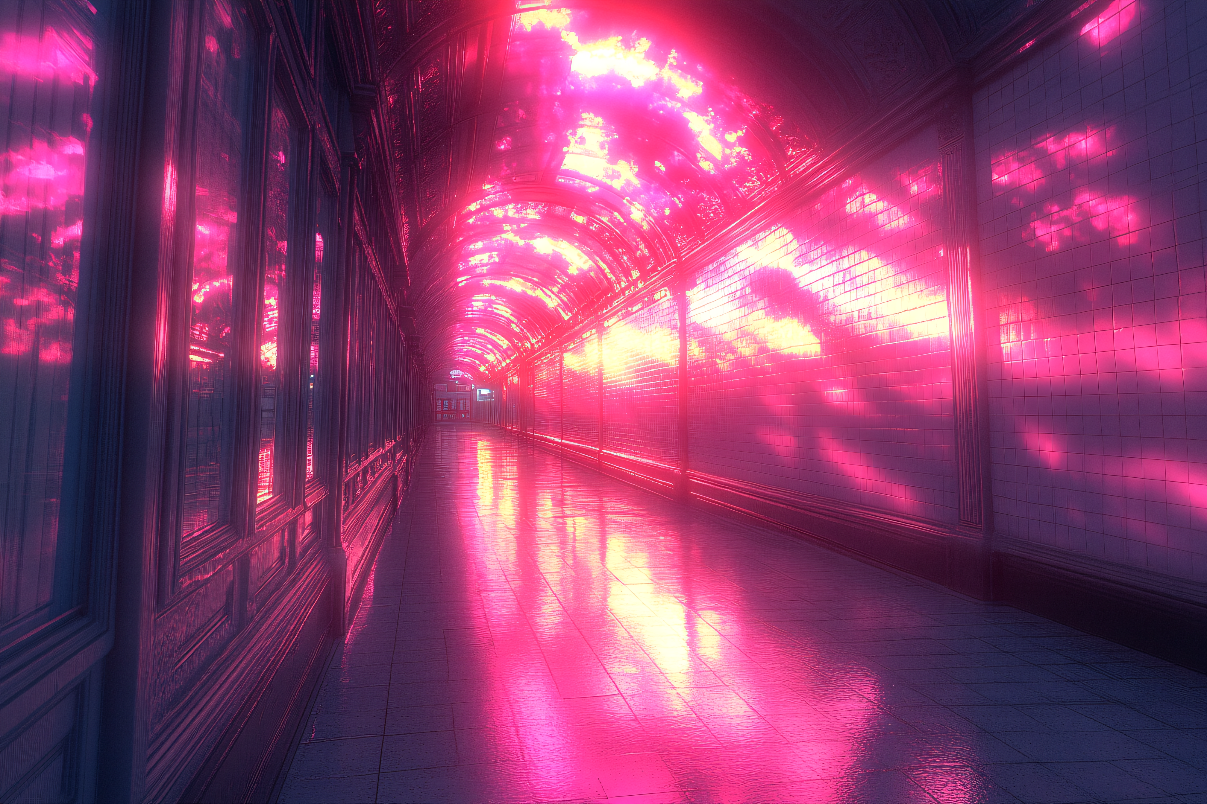 Neon Lit Corridor