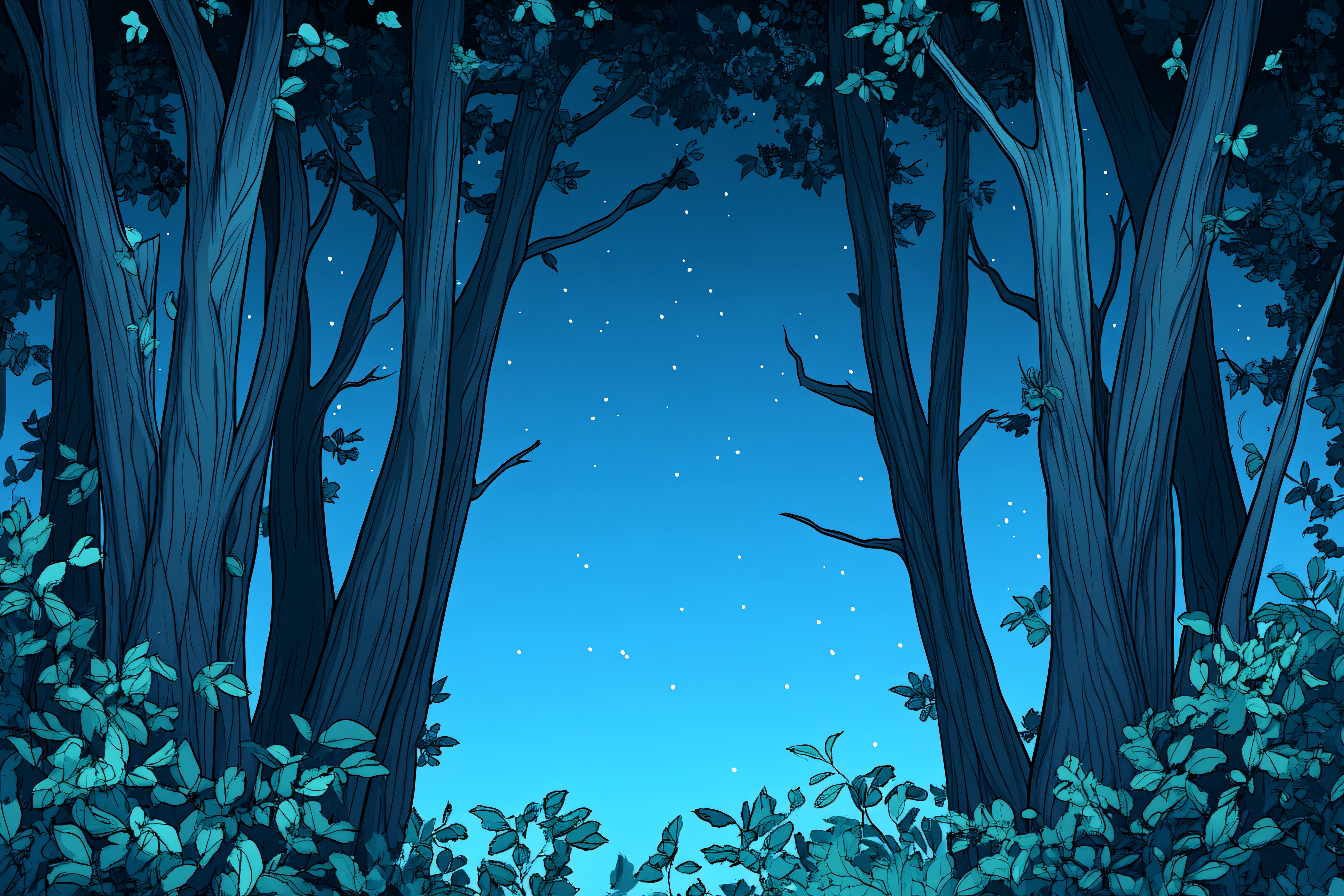Night Forest Starry Sky