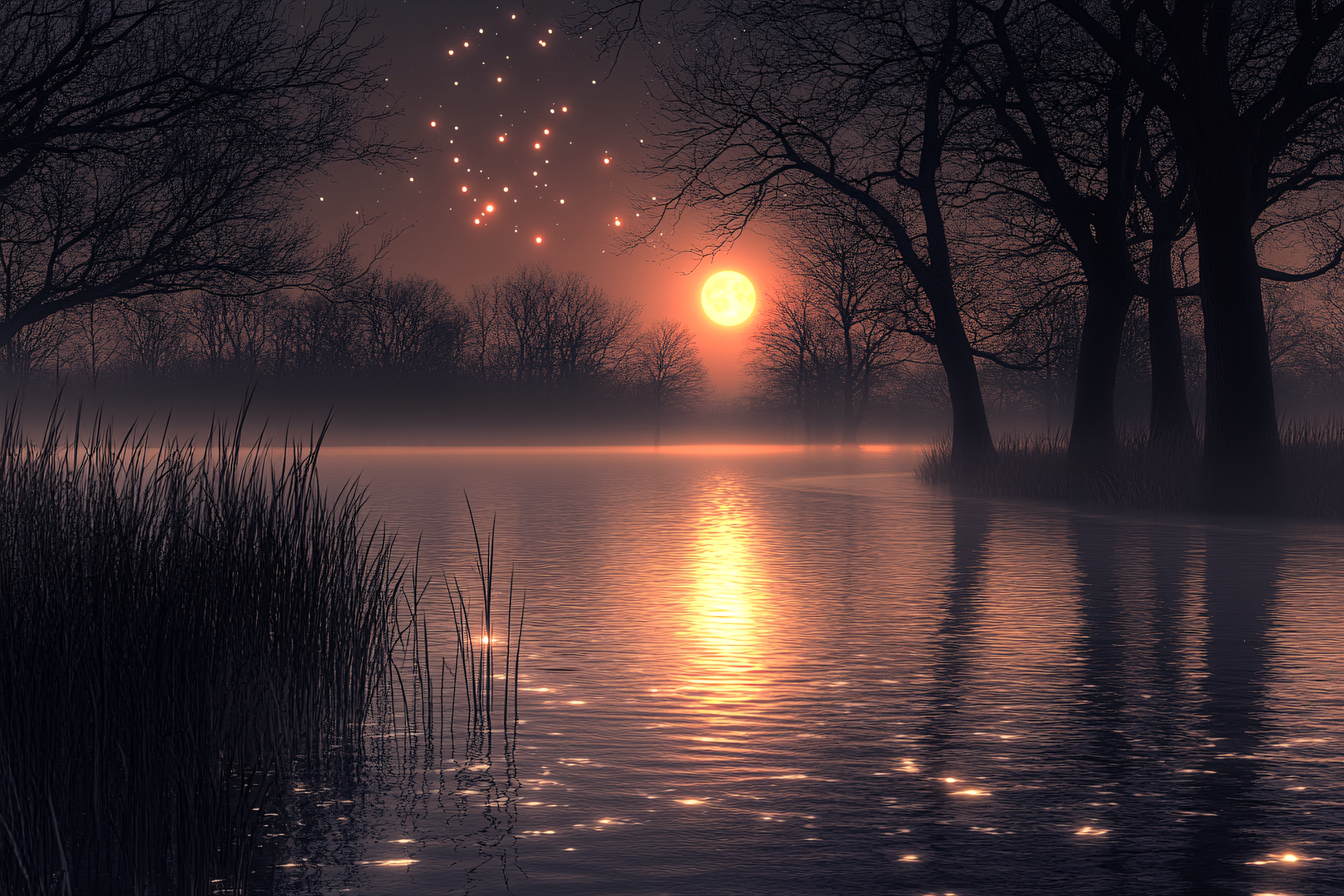 Night Lake Reflections