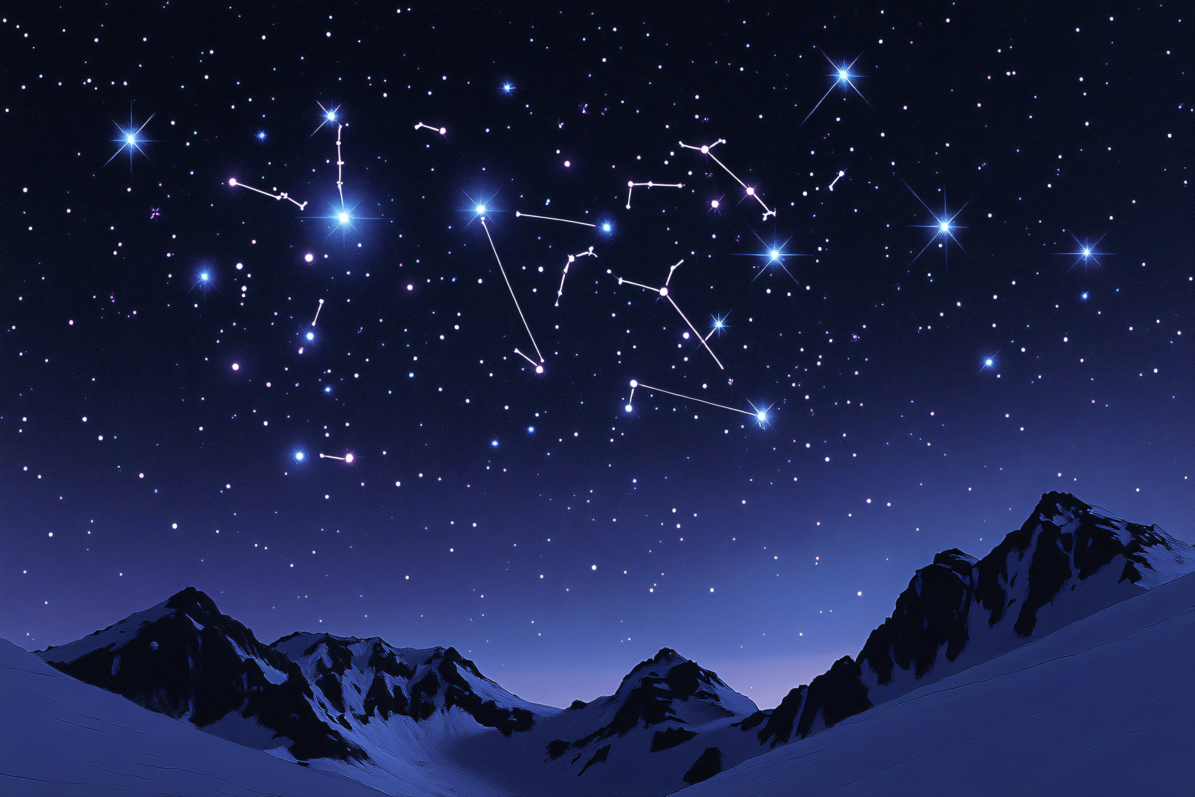 Night Sky Over Mountain Peaks