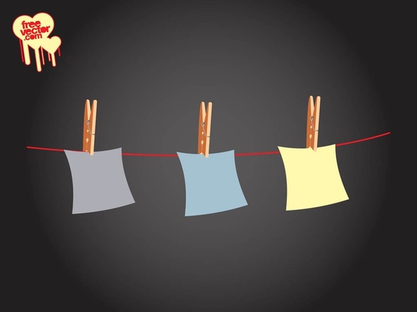 Notes On Clothes Line Free Vector
