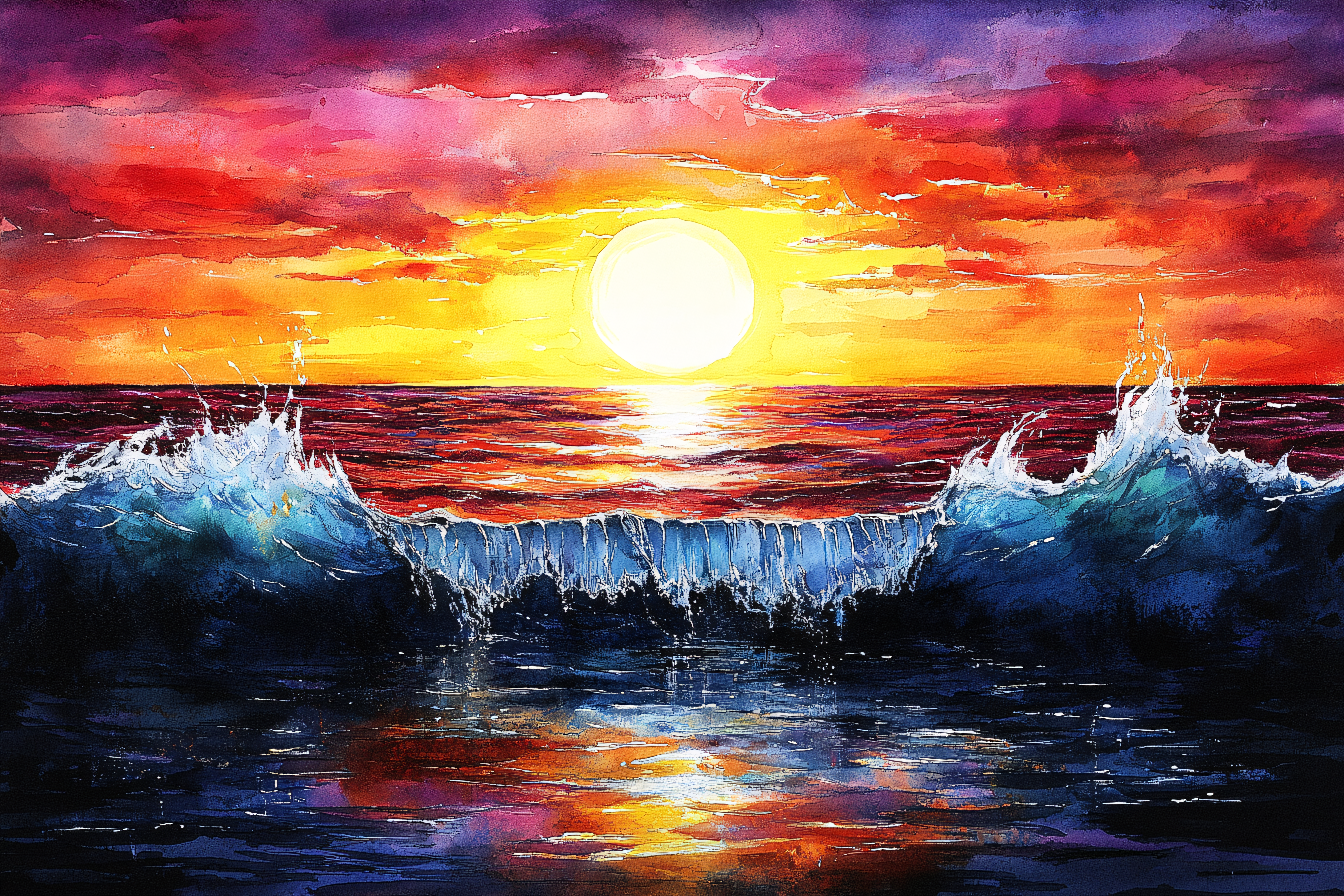 Ocean Sunset Waves
