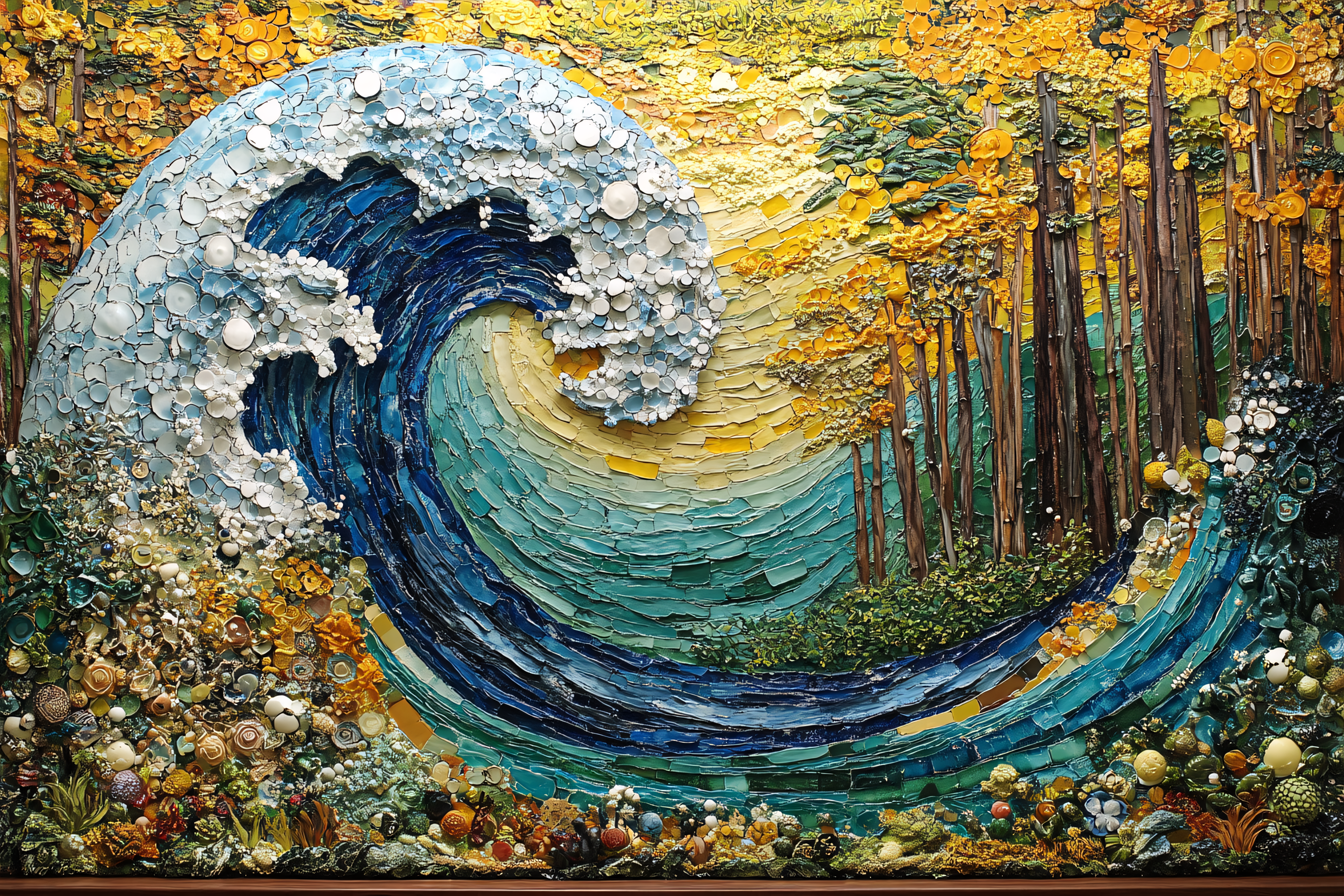 Ocean Wave and Forest Collage