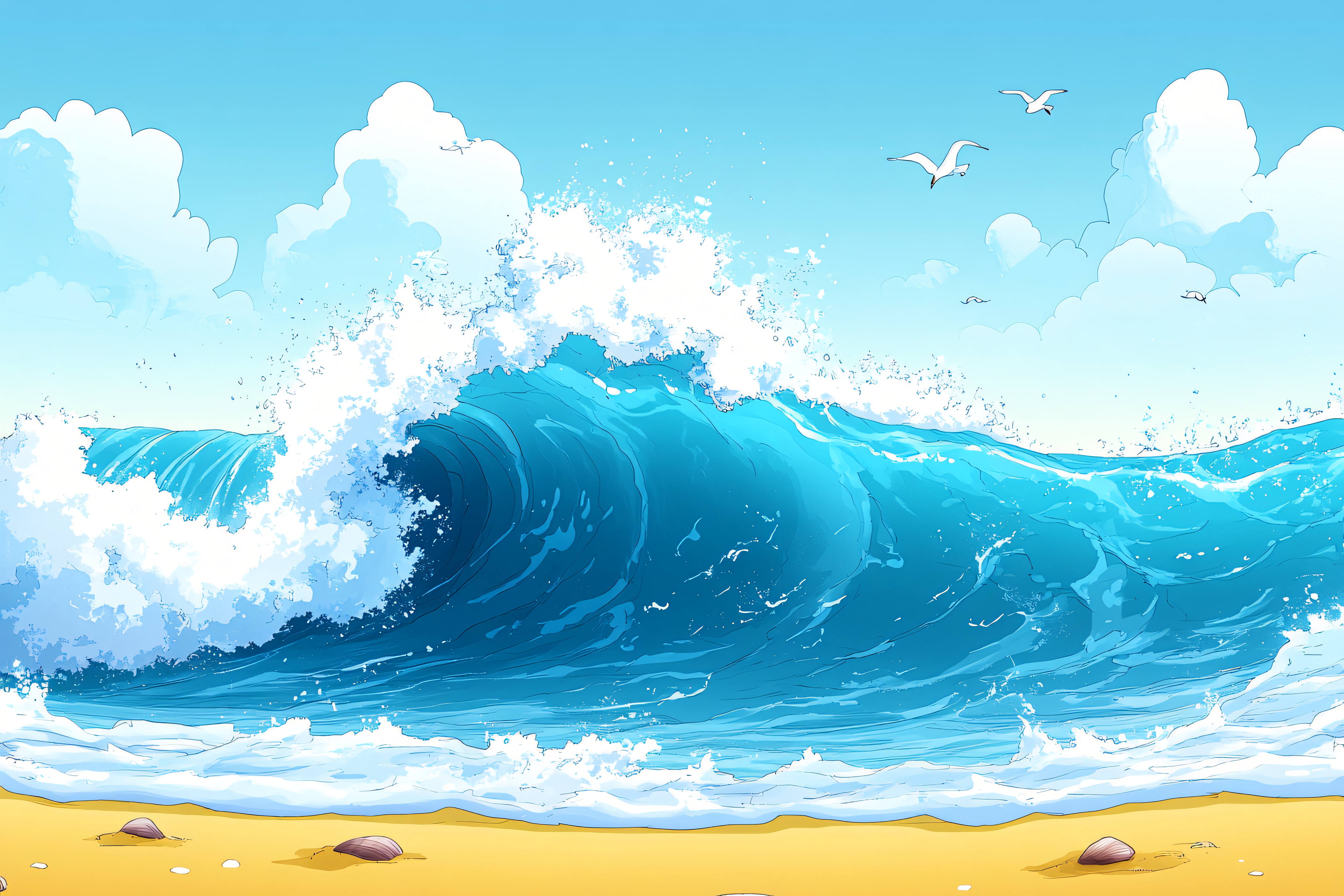 Ocean Wave Crashing On Beach