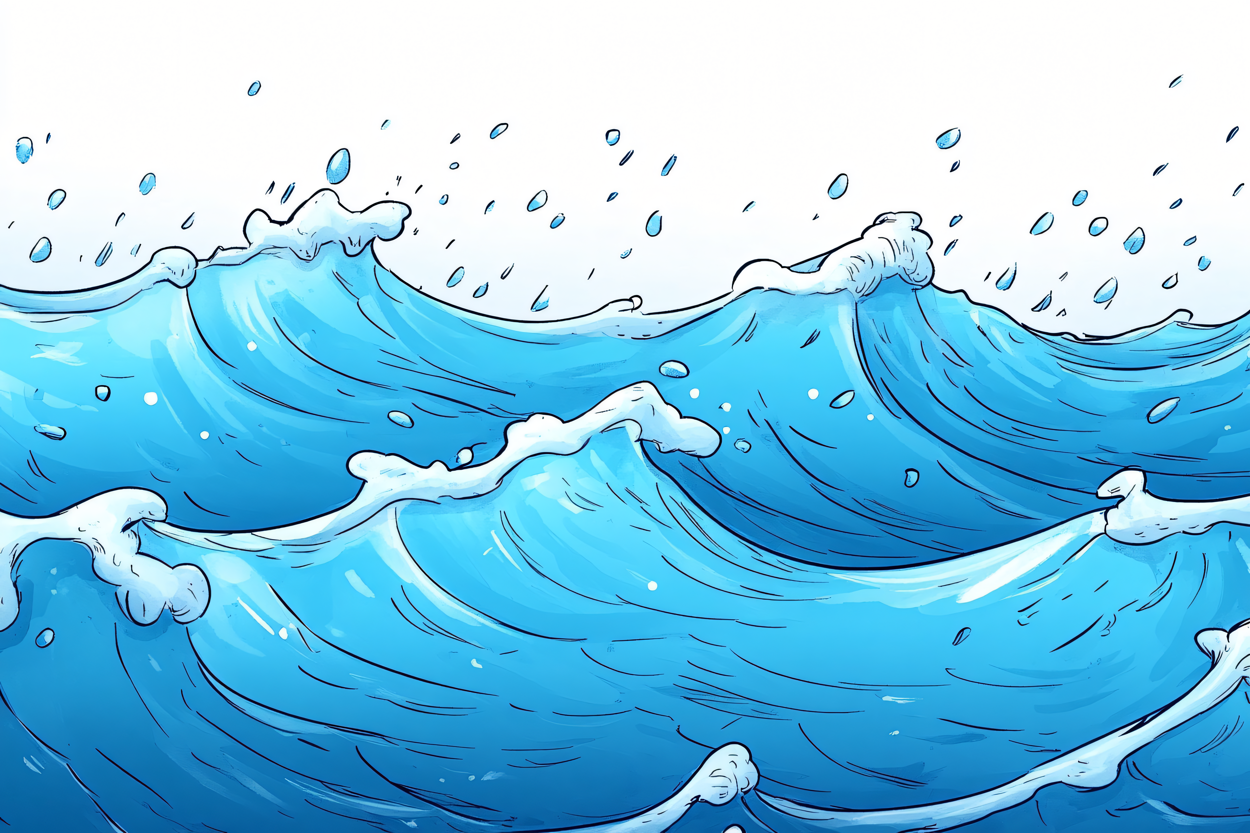 Ocean Waves Cartoon Illustration