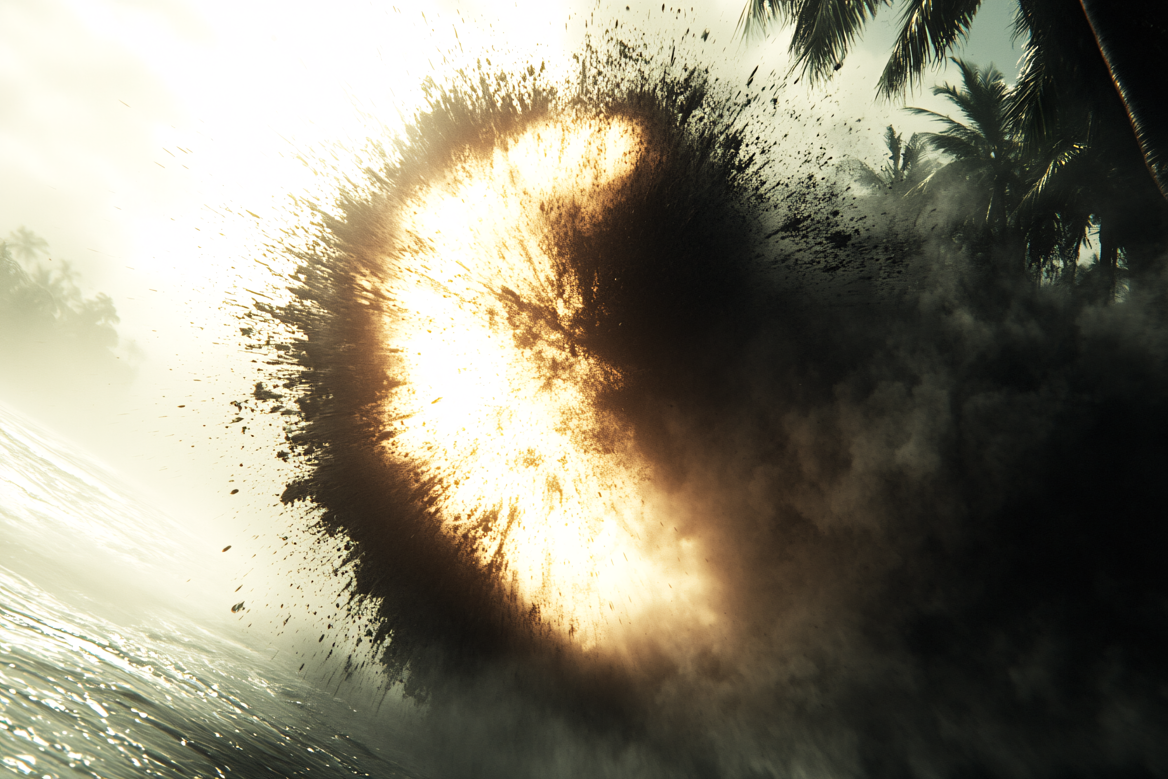 Oceanic Explosion on Tropical Beach
