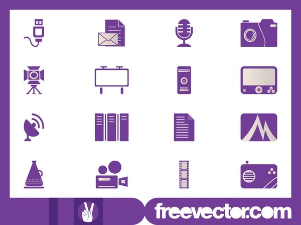 Office and Tech Icons Free Vector